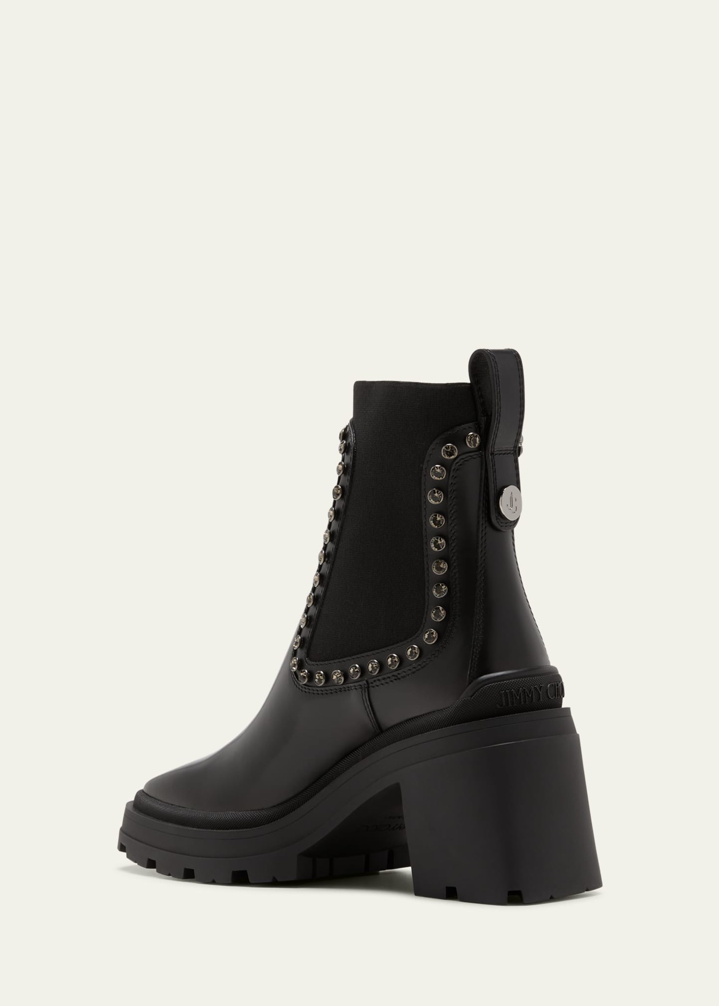 Jimmy Choo Veronique Leather Crystal Chelsea Boots