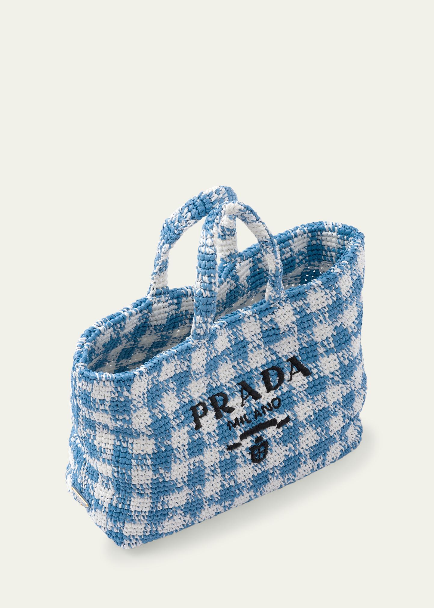Prada Glasses Prada Gingham Tote Prada Gingham Bowler Bag Blue 