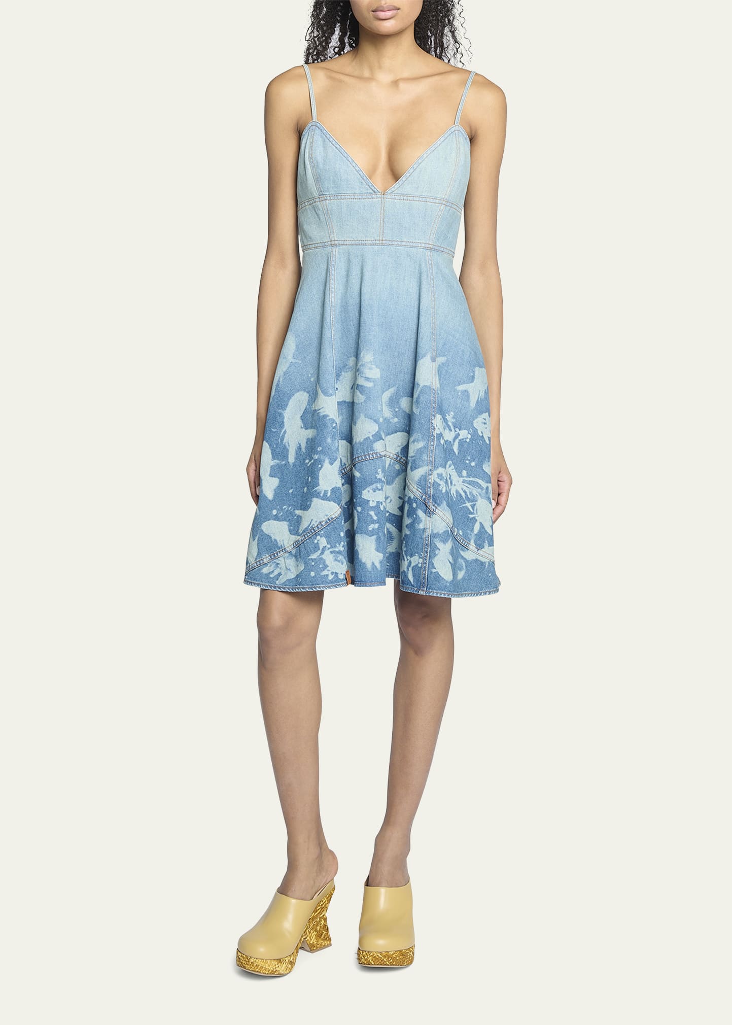 Loewe Fish-Print Denim Tank Mini Dress - Bergdorf Goodman