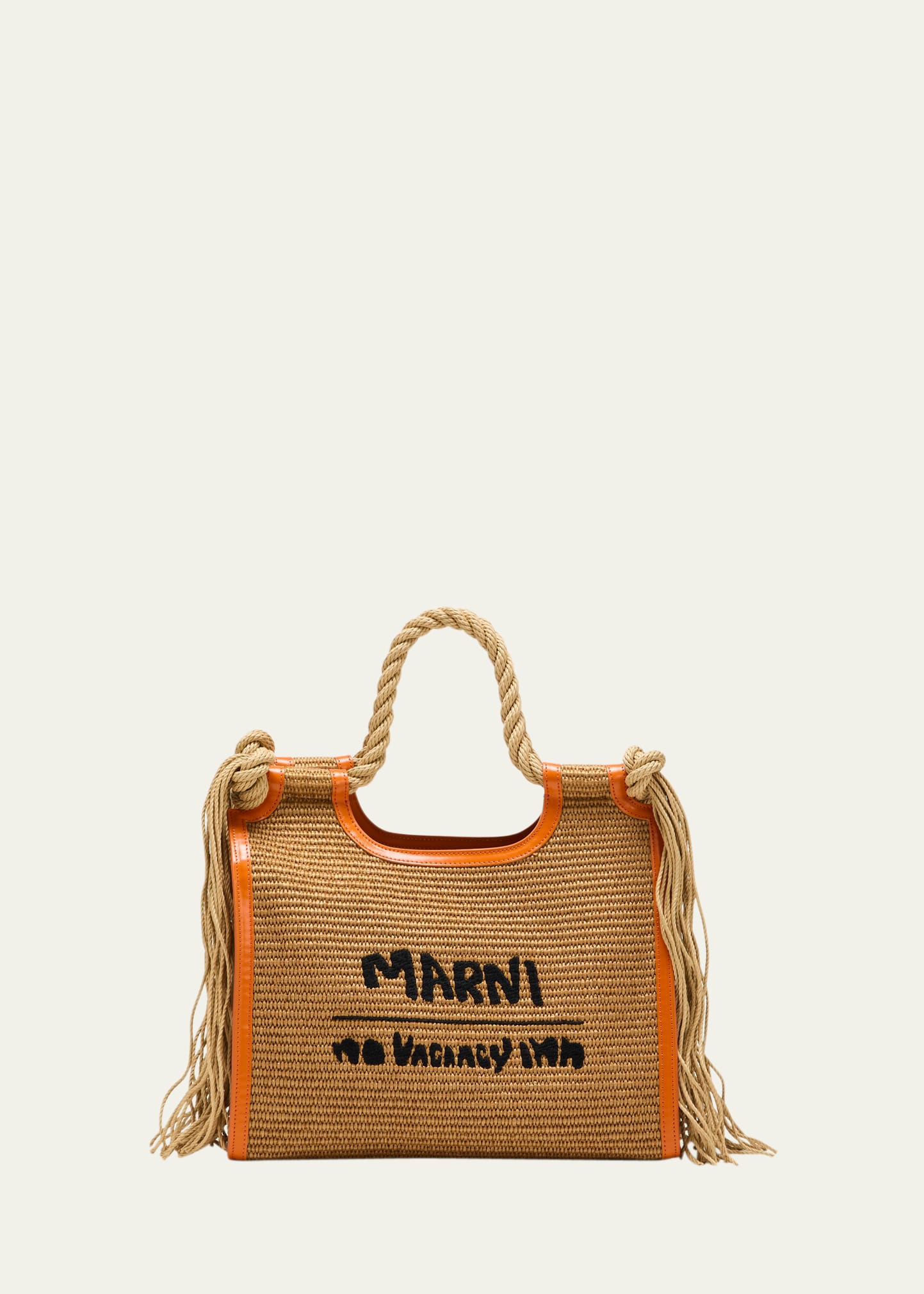 MARNI バック Shopping tote in black raffia-effect fabric | Marni