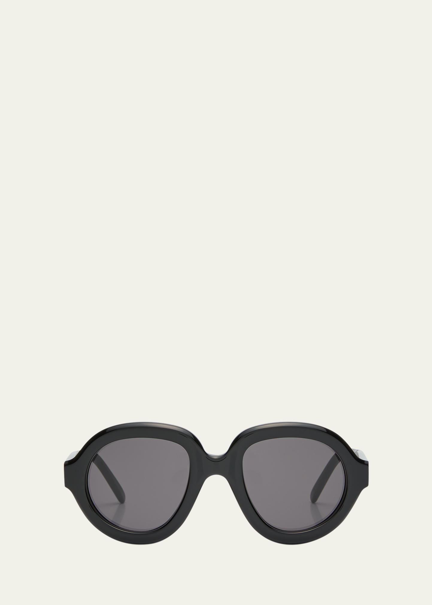 Loewe Curvy Logo Round Acetate Sunglasses - Bergdorf Goodman display picture 3