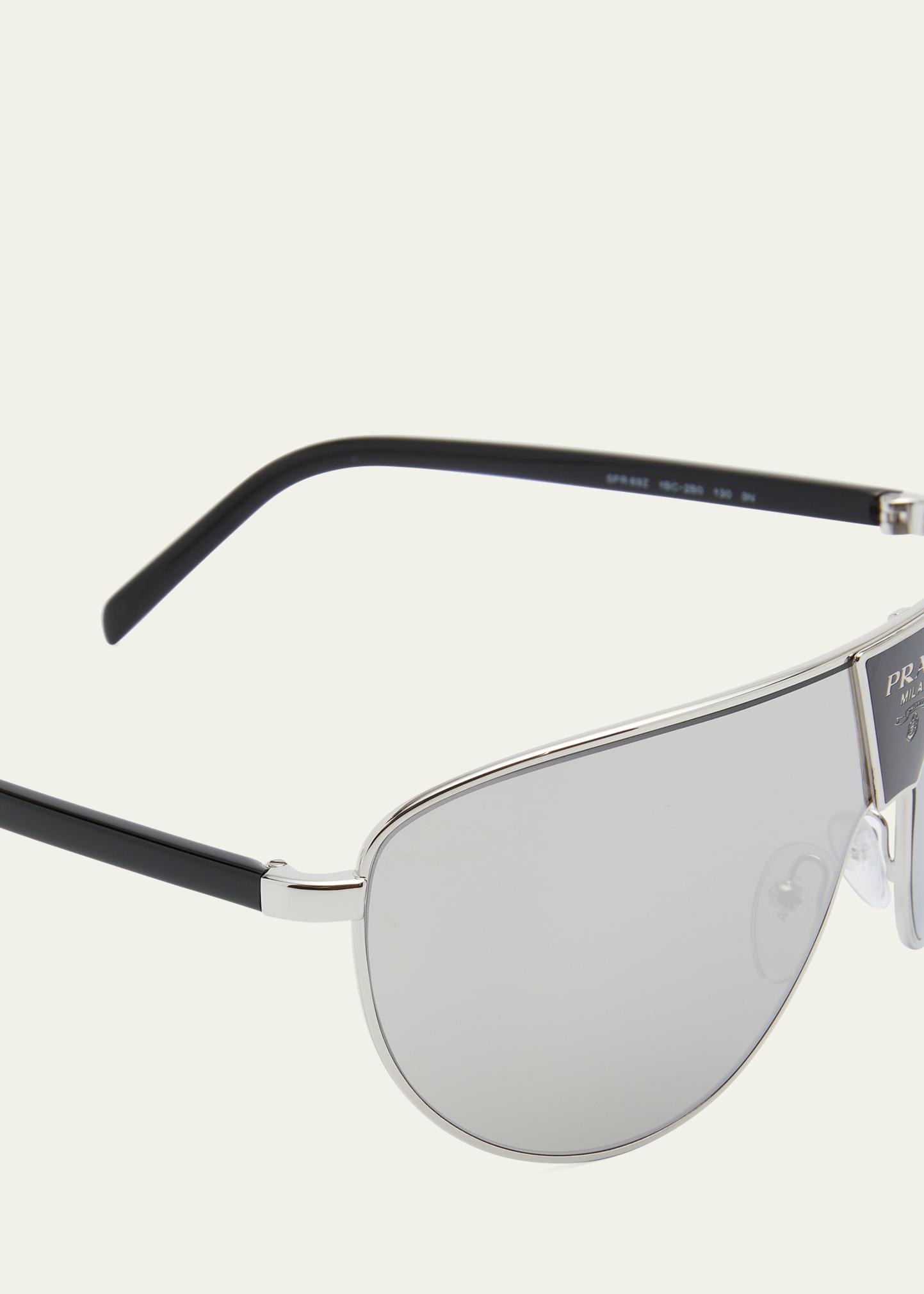 Prada PR 69Z Mirrored Mixed-Media Rectangle Sunglasses - Bergdorf