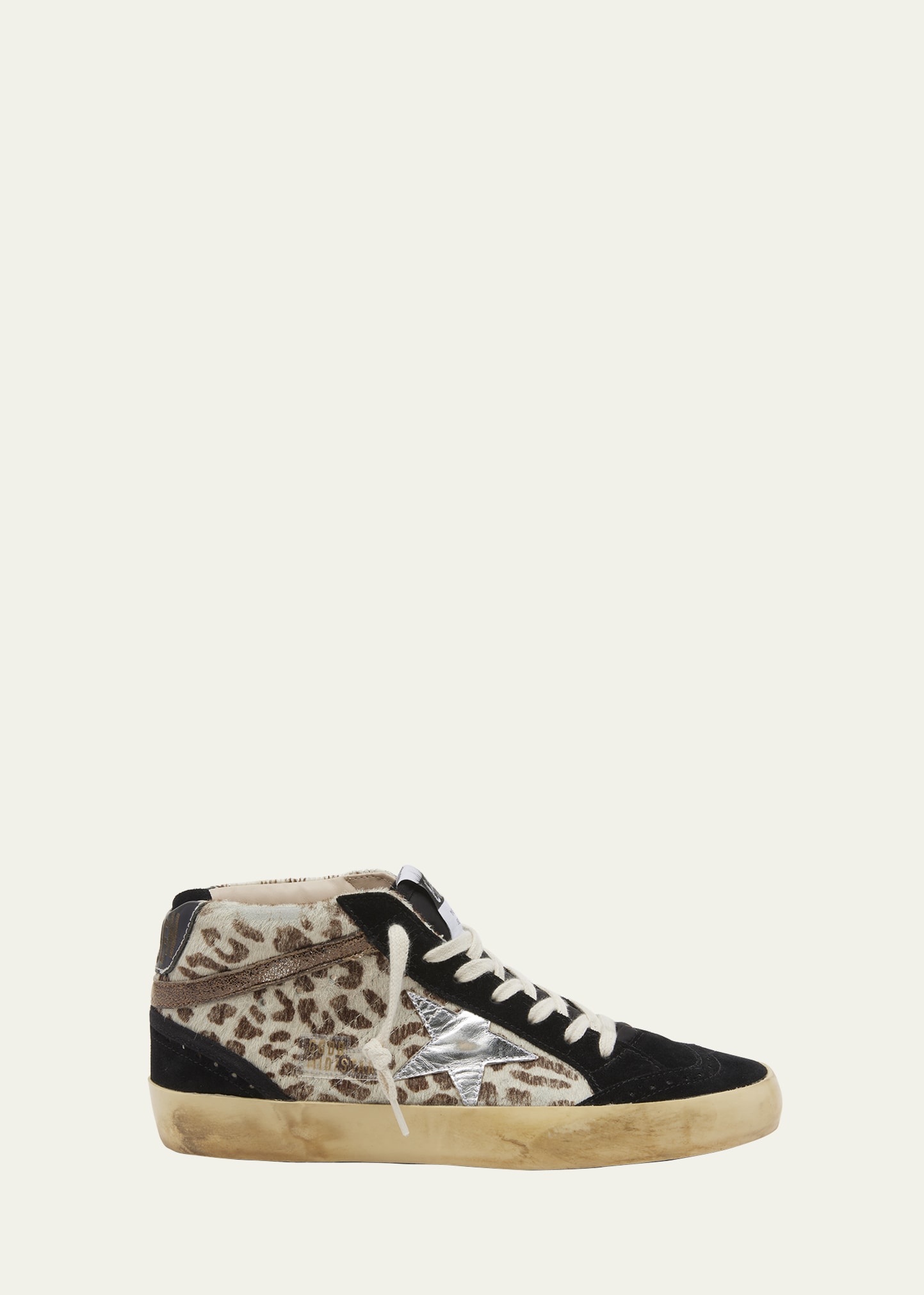 Golden Goose Mid Star Leopard-Print Suede Sneakers