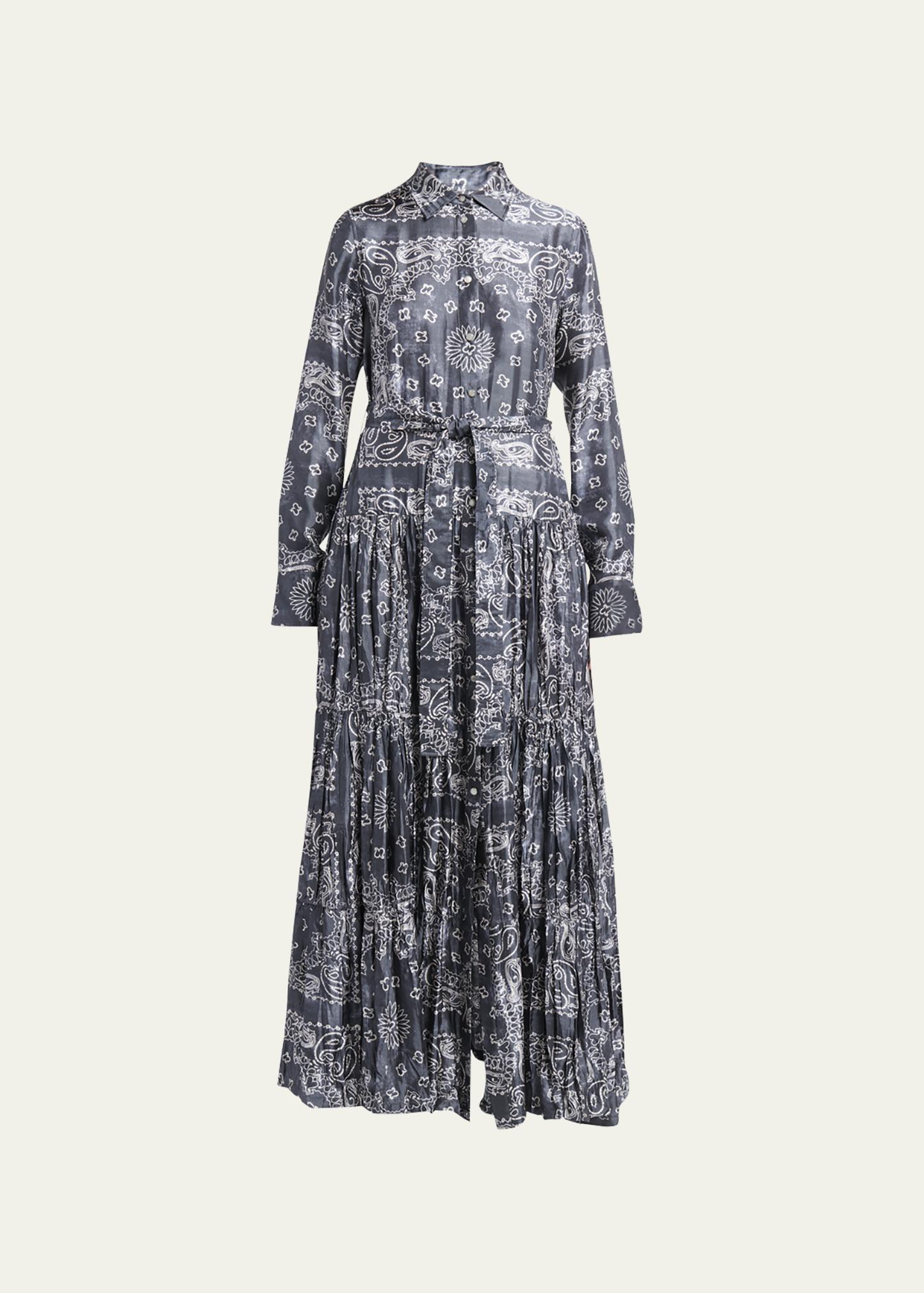 Golden Goose Bandana Print Long Sleeve Maxi Shirtdress