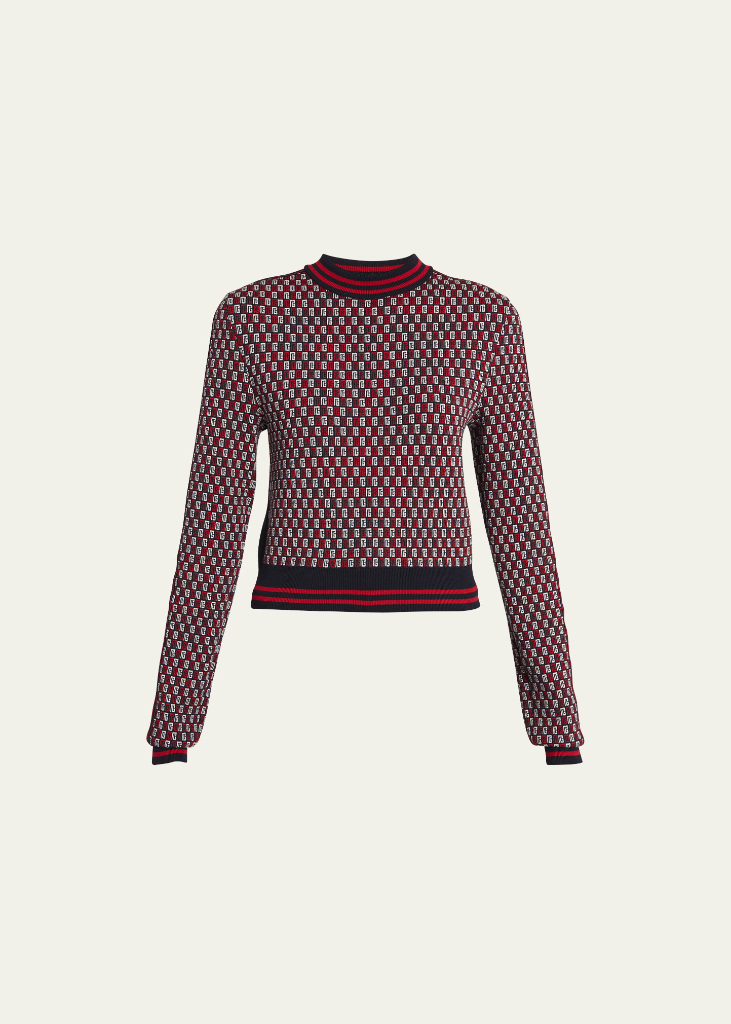 Balmain Monogram Jacquard Sweater In Blue