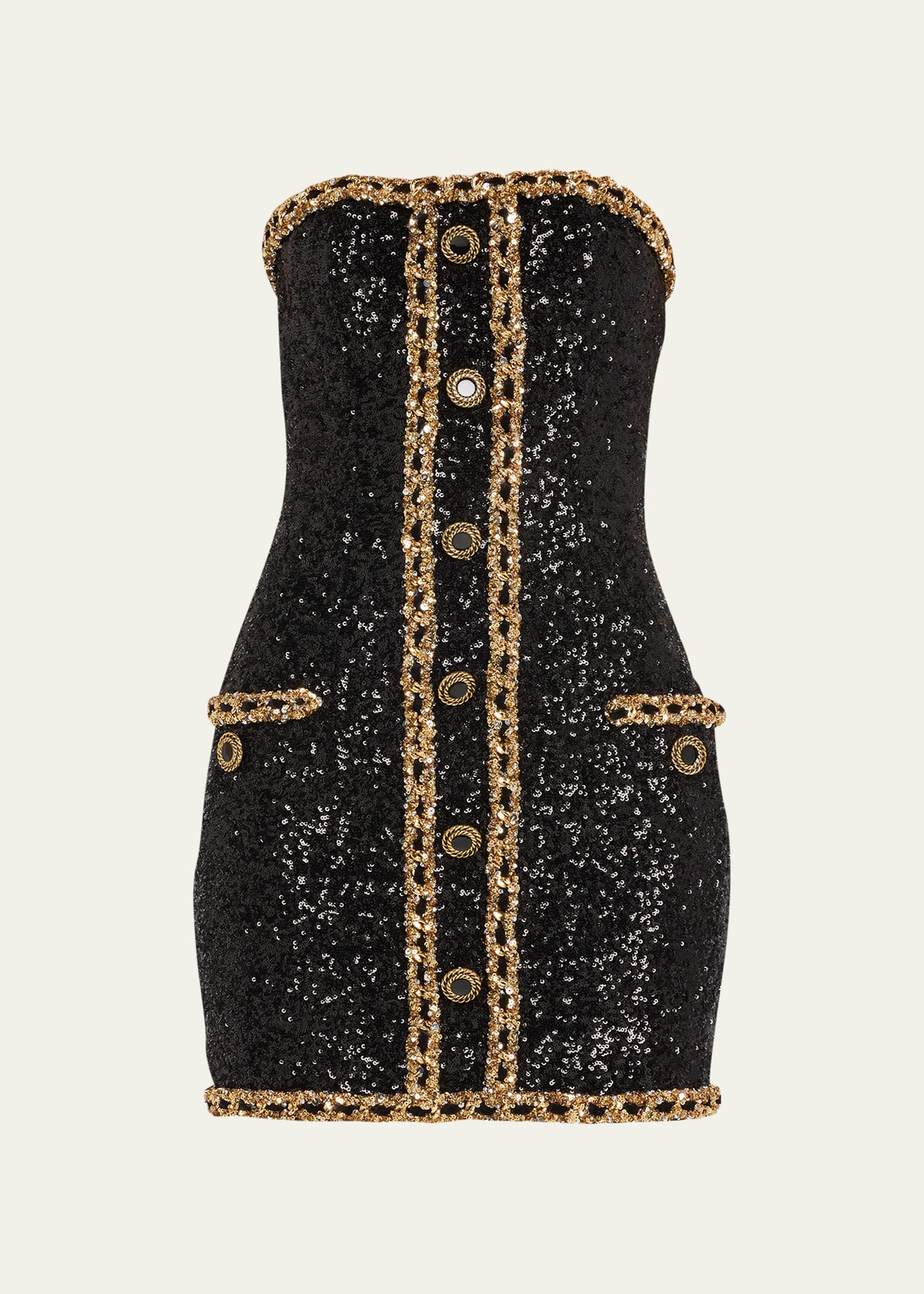 Balmain Embroidered Sequin Bustier Mini Dress - Bergdorf Goodman