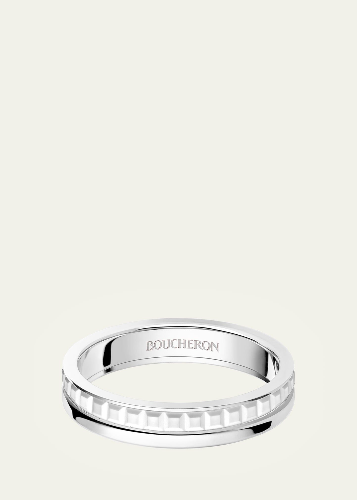 Boucheron 18K White Gold Quatre Double Wedding Band Ring, White