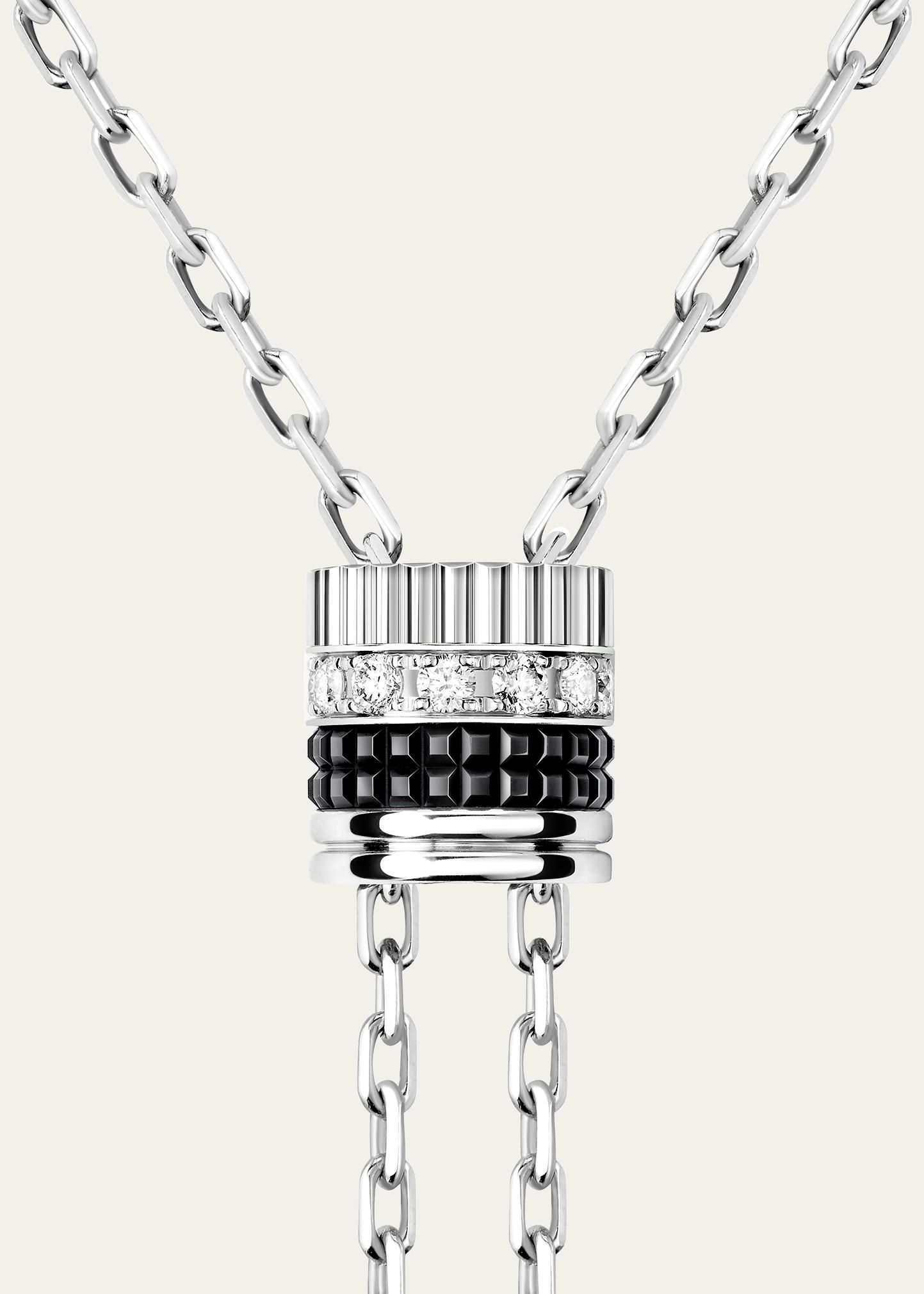 Boucheron Quatre Black Edition Small 18K White Gold Tie Necklace 