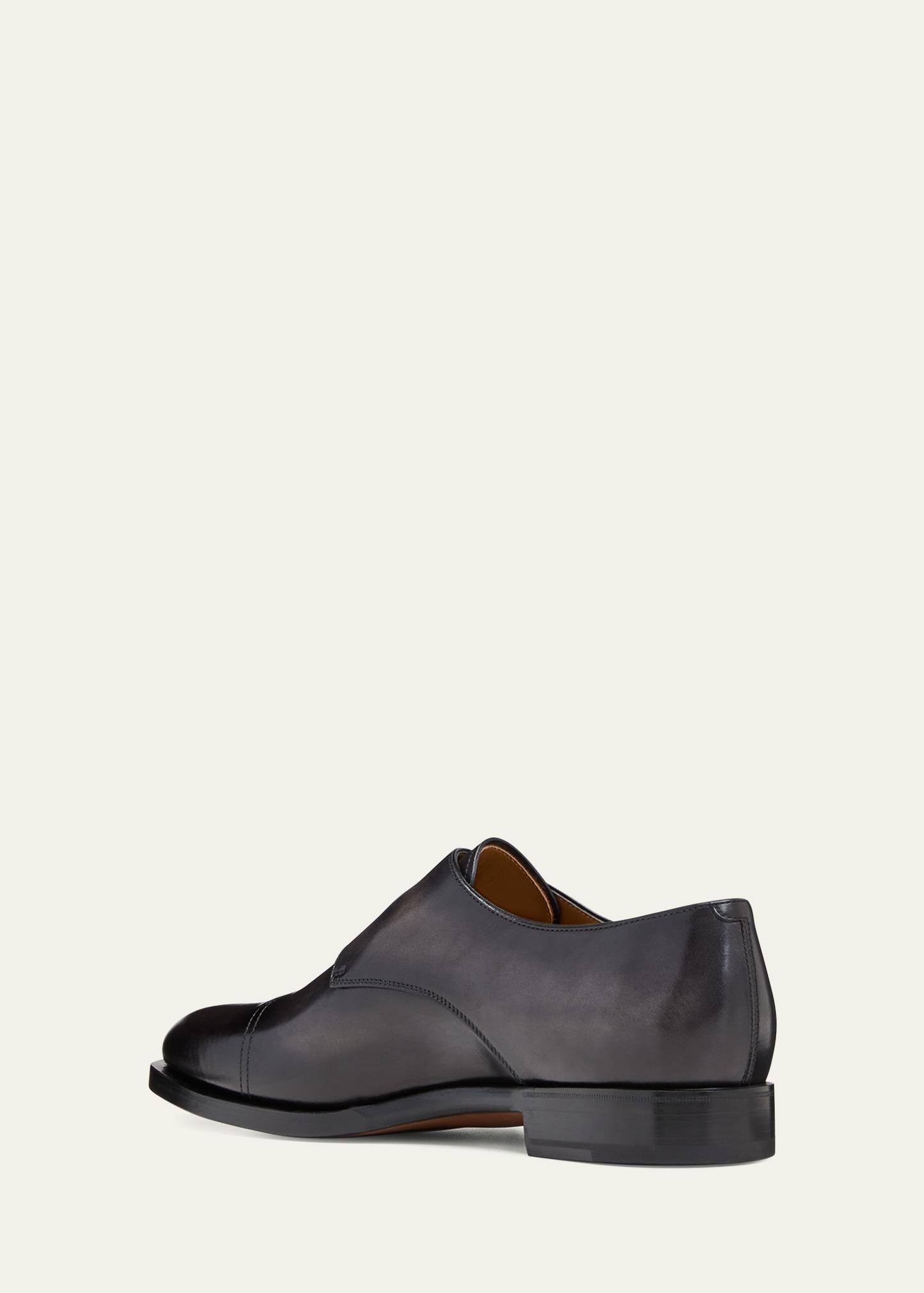 Bergdorf Goodman Grey Leather Double Monk Strap Dress Shoes size 8.5 Meet the Men main image 2