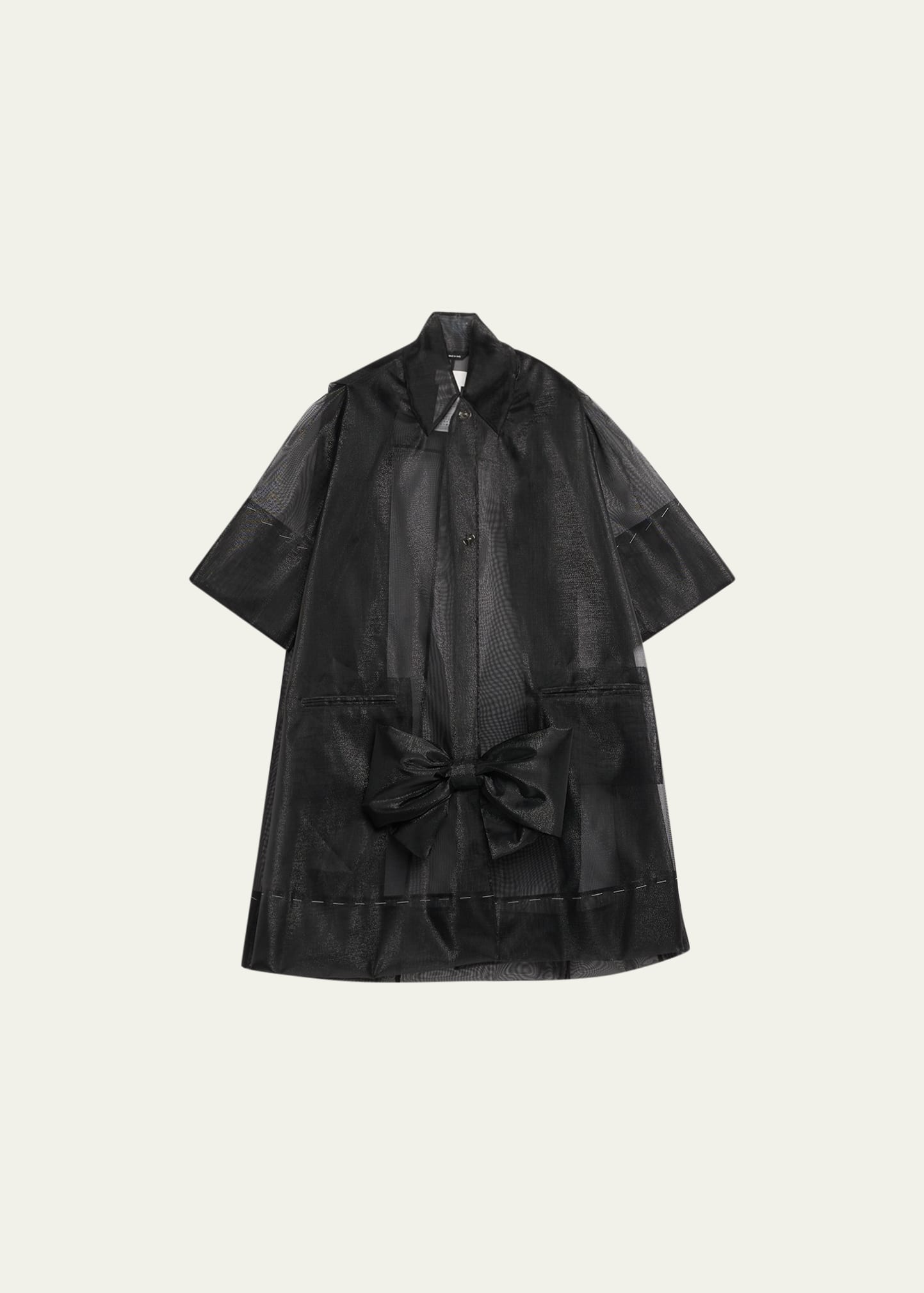 Maison Margiela Oversized Tulle Overcoat with Bow Detail
