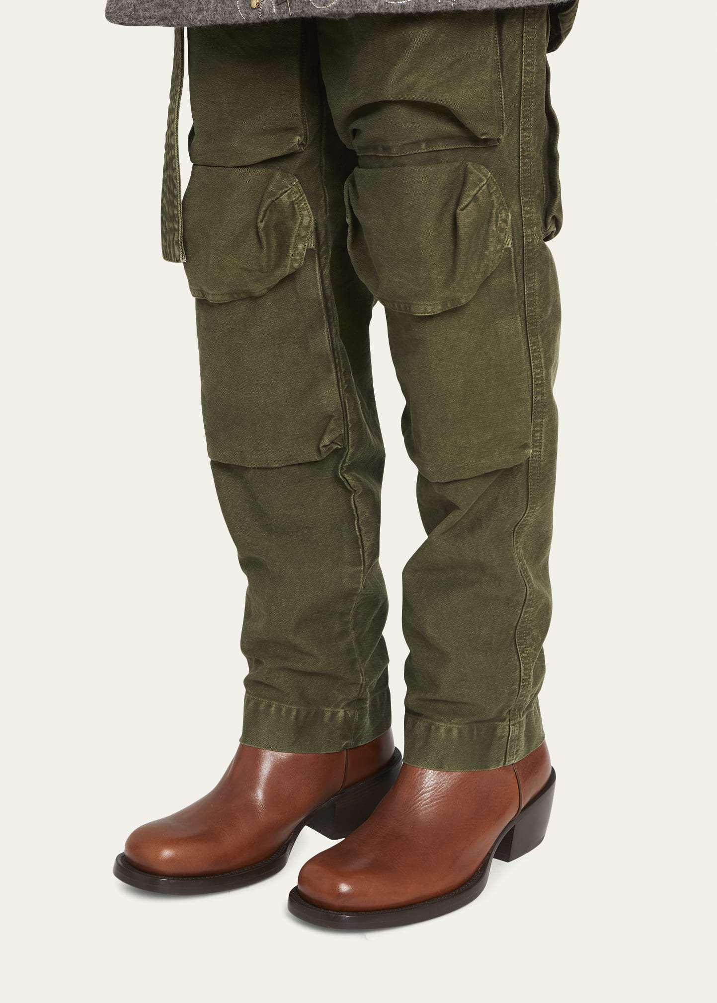 Dries Van Noten Men's Shearling-Lined Leather Western Boots