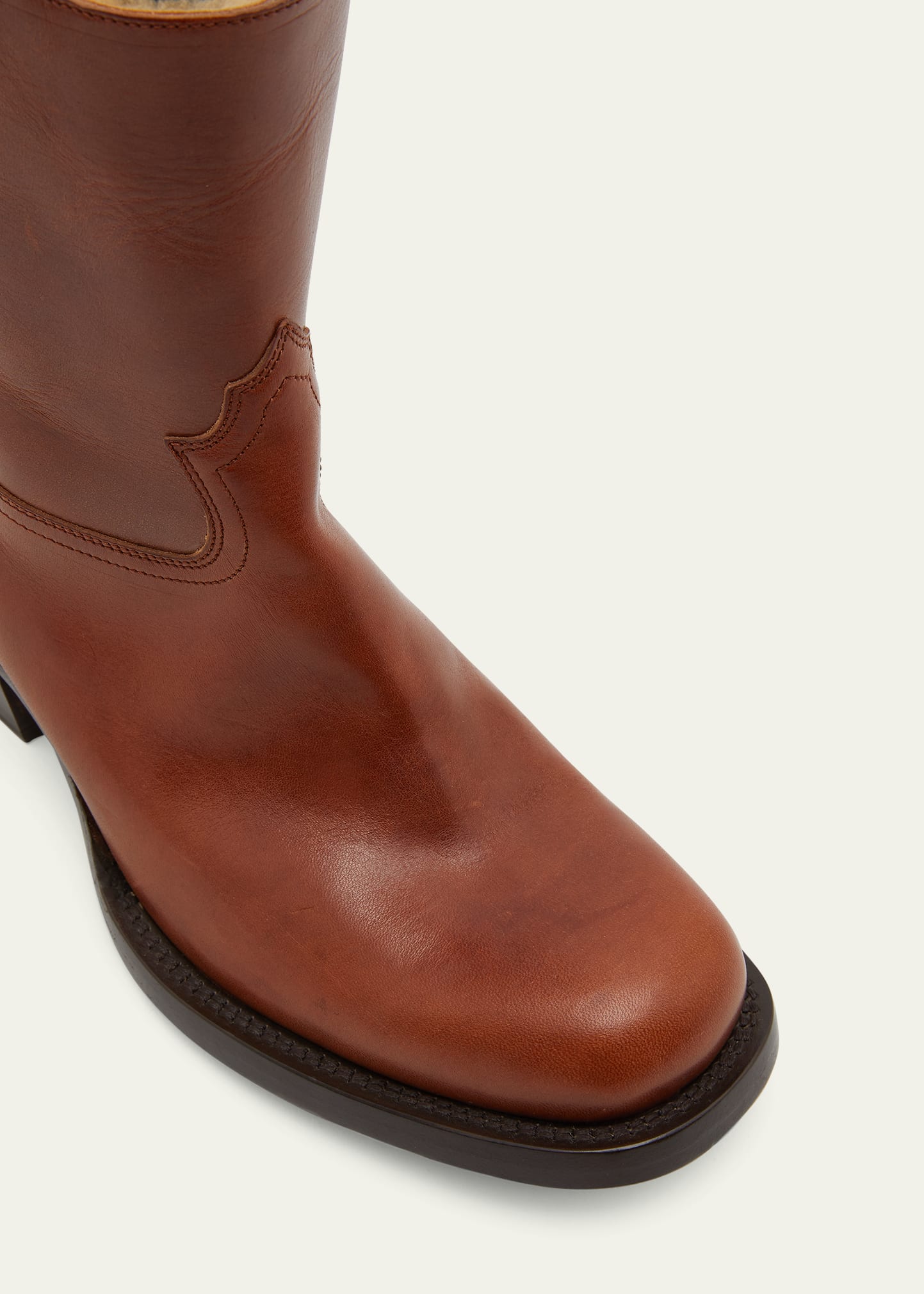 Dries Van Noten Men's Shearling-Lined Leather Western Boots