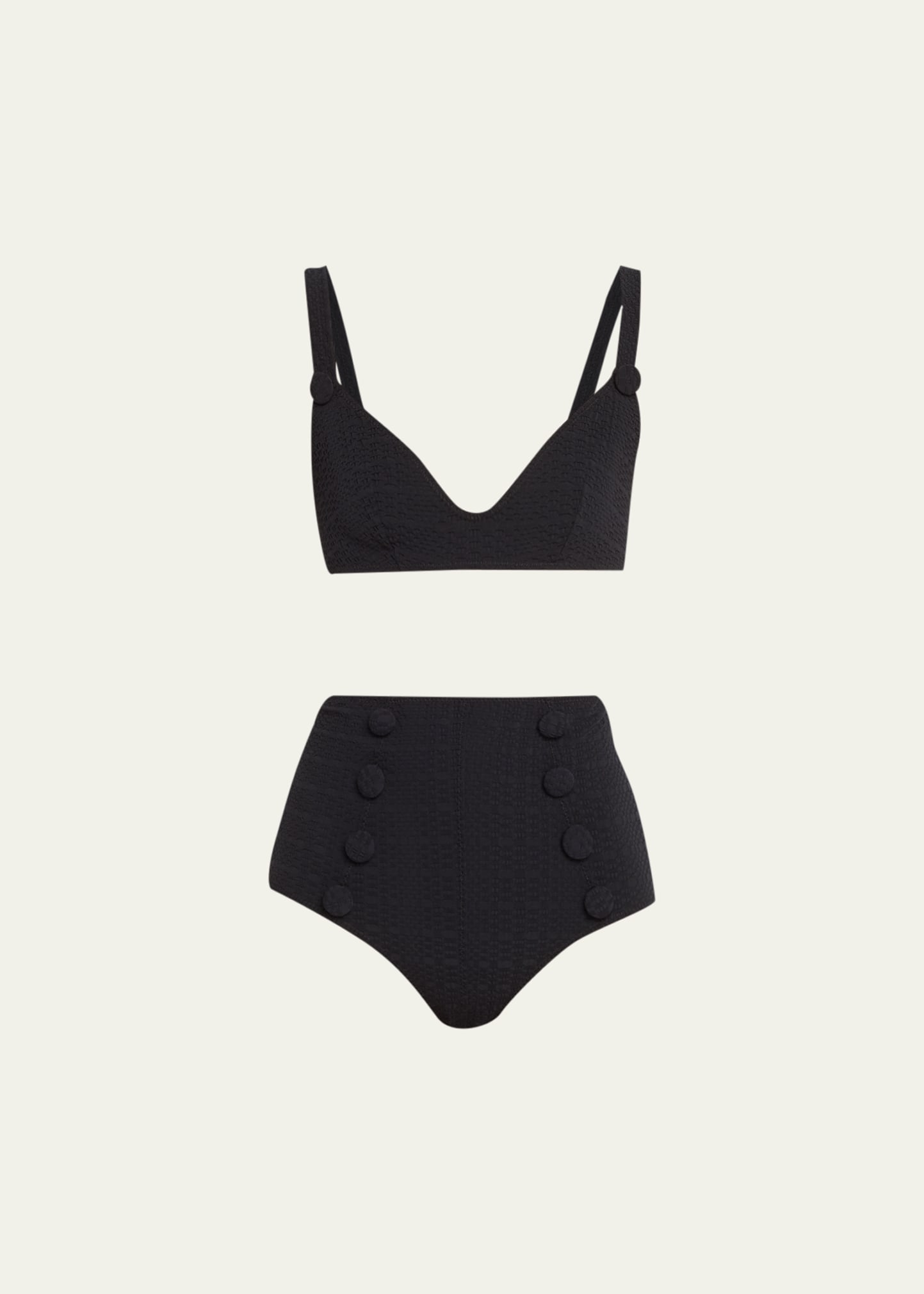 THE MARIA HIGH-WAIST BIKINI in BLACK CREPE & FRENCH BLUE – Lisa