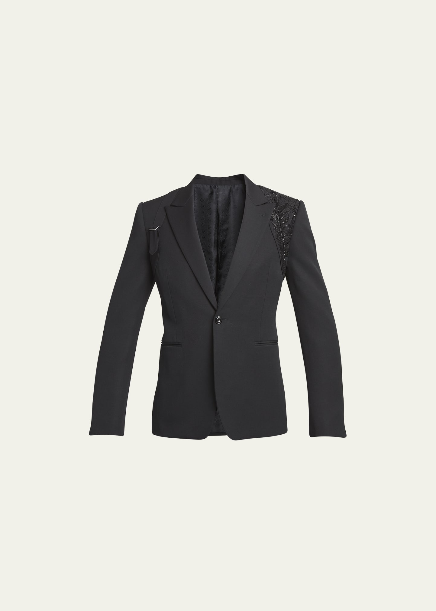 Alexander McQueen Beaded Harness Wool Tuxedo Jacket