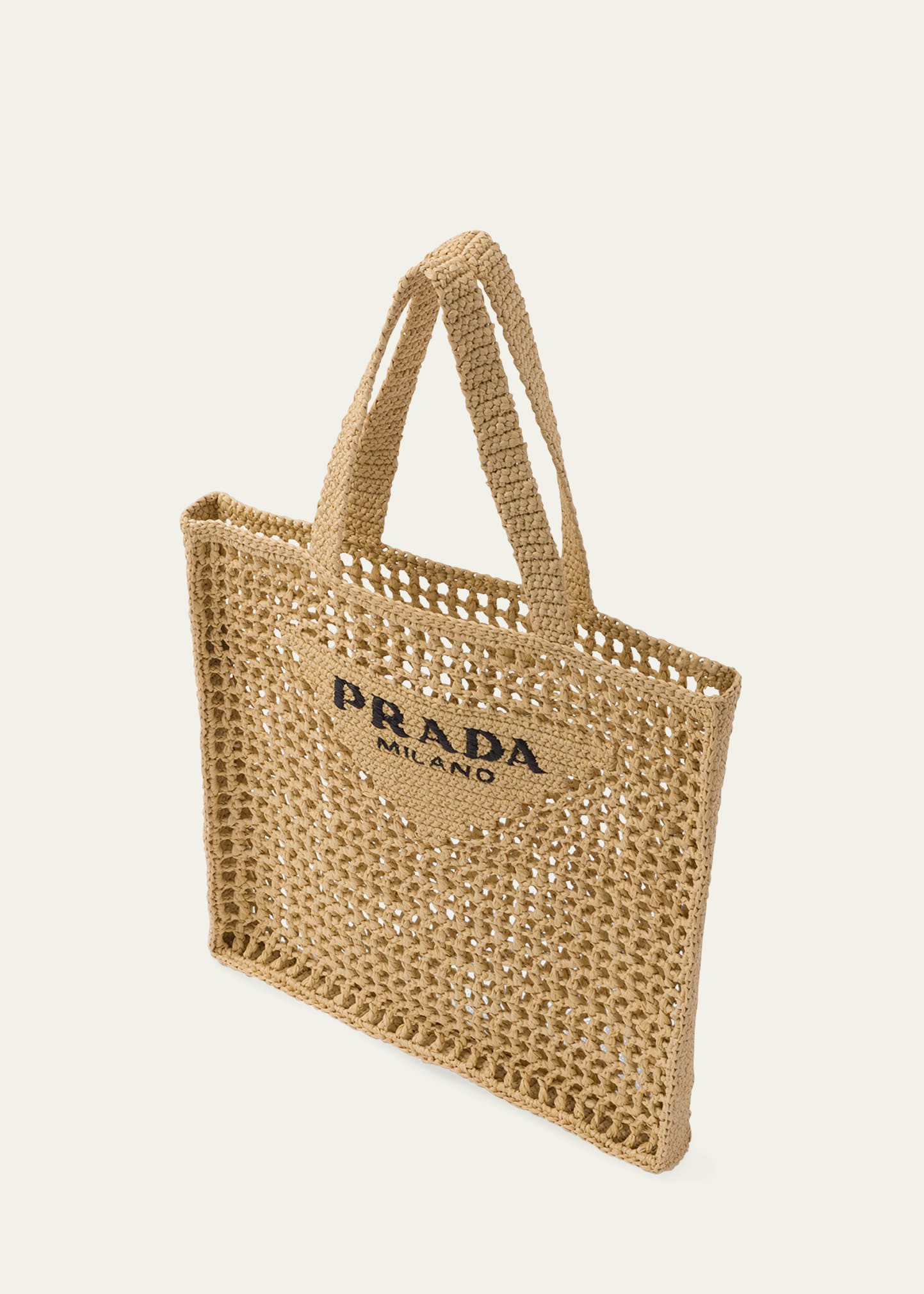【関税&送料込】Prada Two-Tone Raffia Shopping Bag Prada Two Tone Woven Tote Bag in Brown | Lyst
