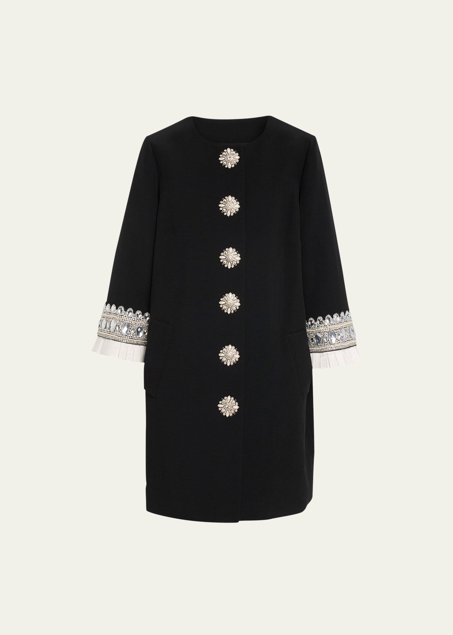 Andrew Gn Viscose Jewel Button Coat