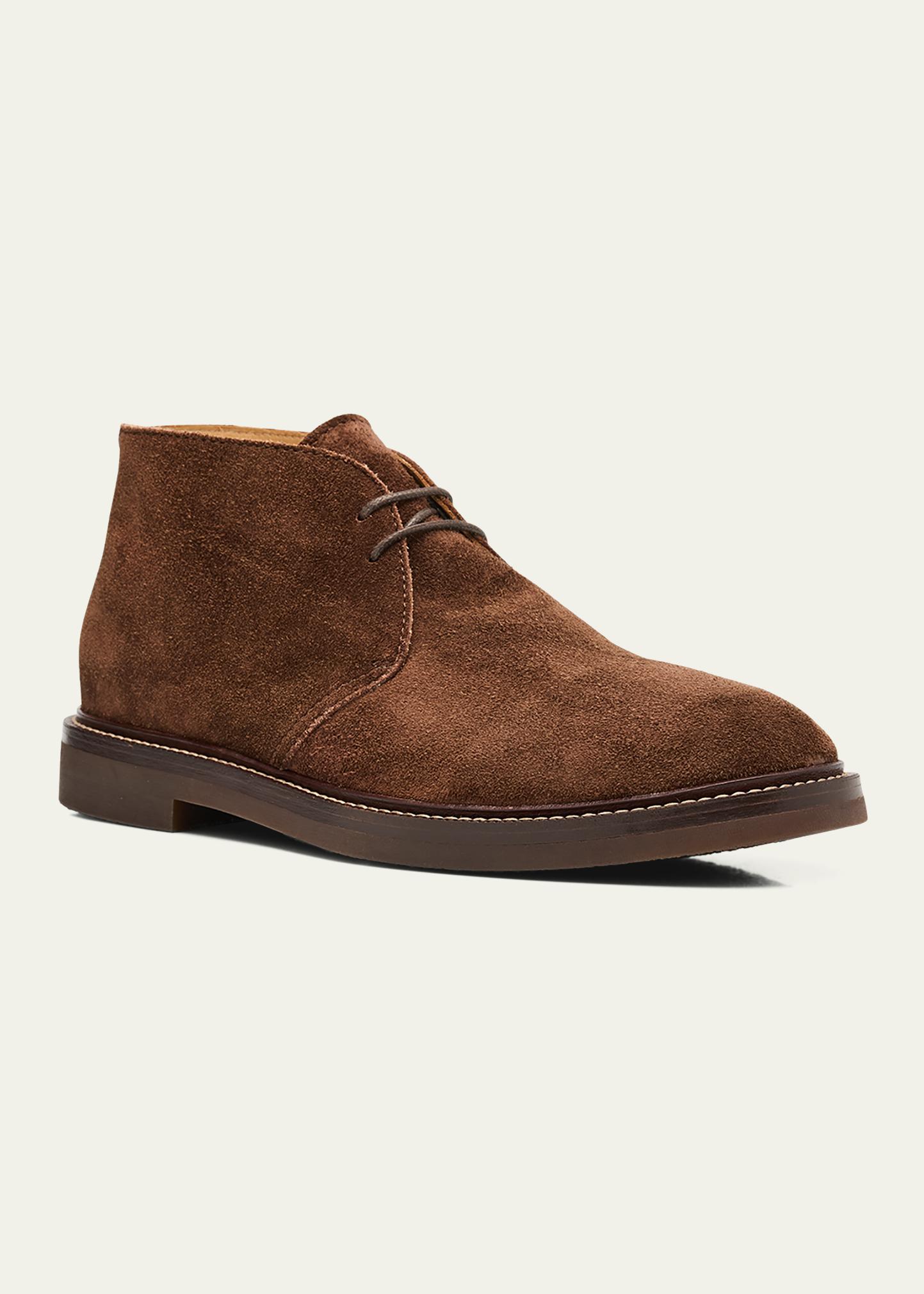 Brunello Cucinelli Suede Chukka Boots 42 Burgundy Made in Italy Vibram Sole Nubuck boots for Man in Dune | Brunello Cucinelli main image 3