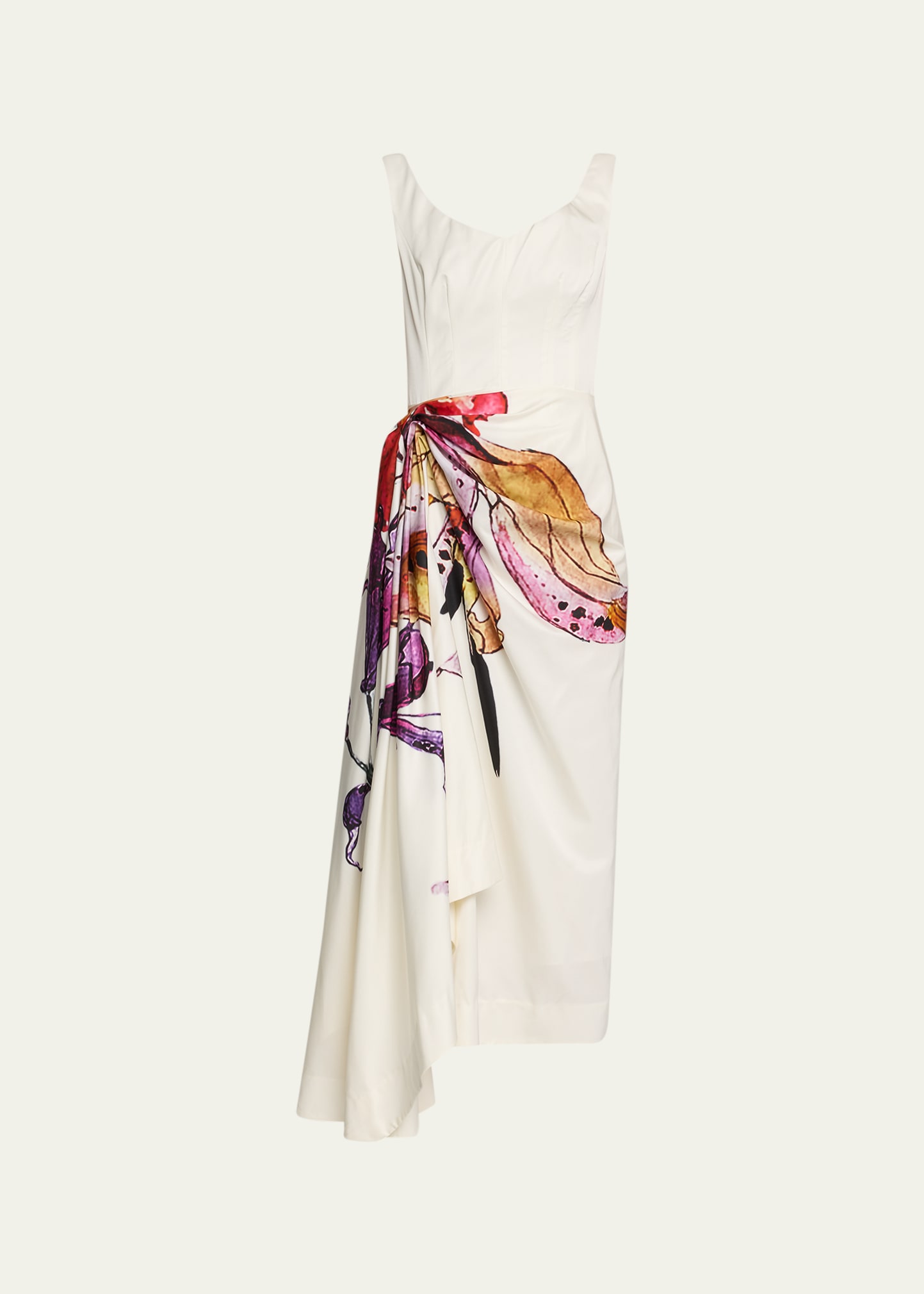 Jason Wu Collection Printed Draped Skirt Midi Dress - Bergdorf Goodman