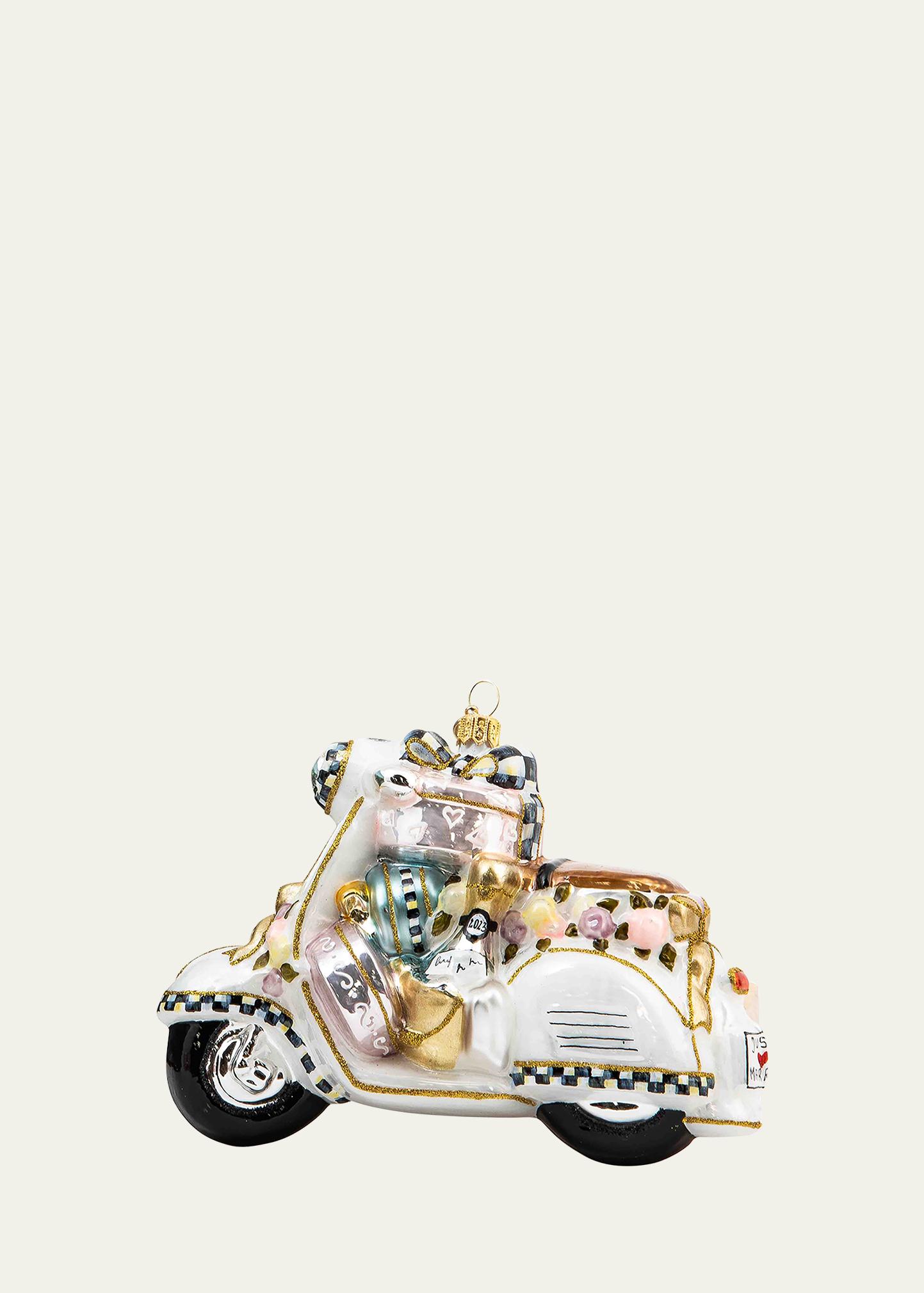 MacKenzie-Childs Glass Just Married Scooter Holiday Ornament