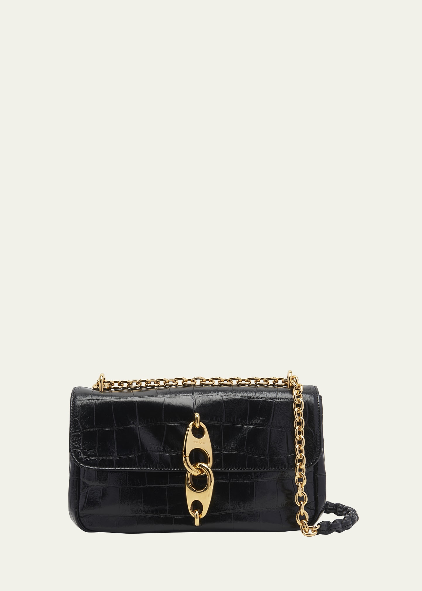 Carine Medium Shoulder Bag in Stamped Croc Leather