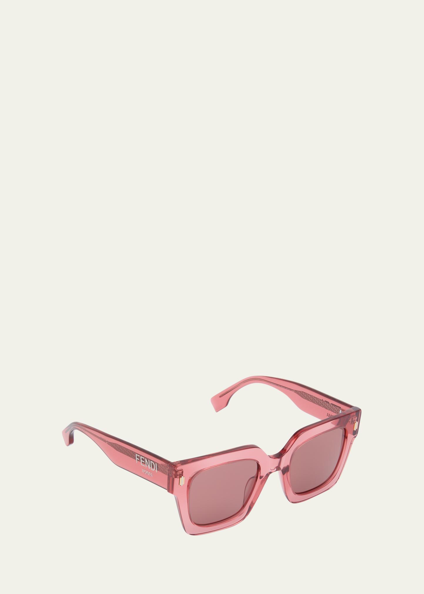 NEW AUTH Fendi FE40101I 72S Roma Red Transparent Pink Square Sunglasses Fendi Fendi Roma FE40101I Square Sunglasses | Fashion Eyewear AU main image 2