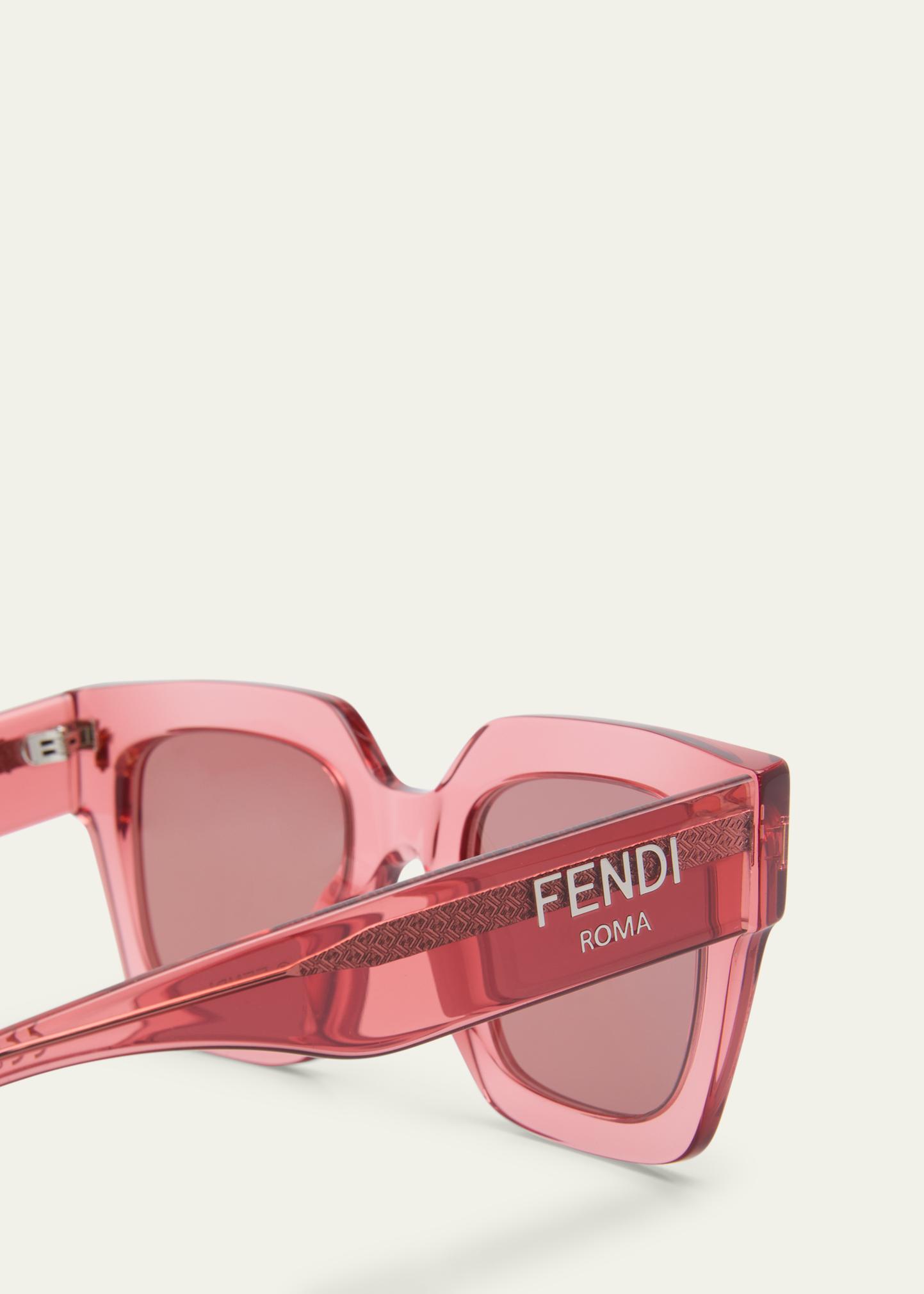 Fendi Fendi Roma Pink Square Acetate Sunglasses - Bergdorf  display picture 3