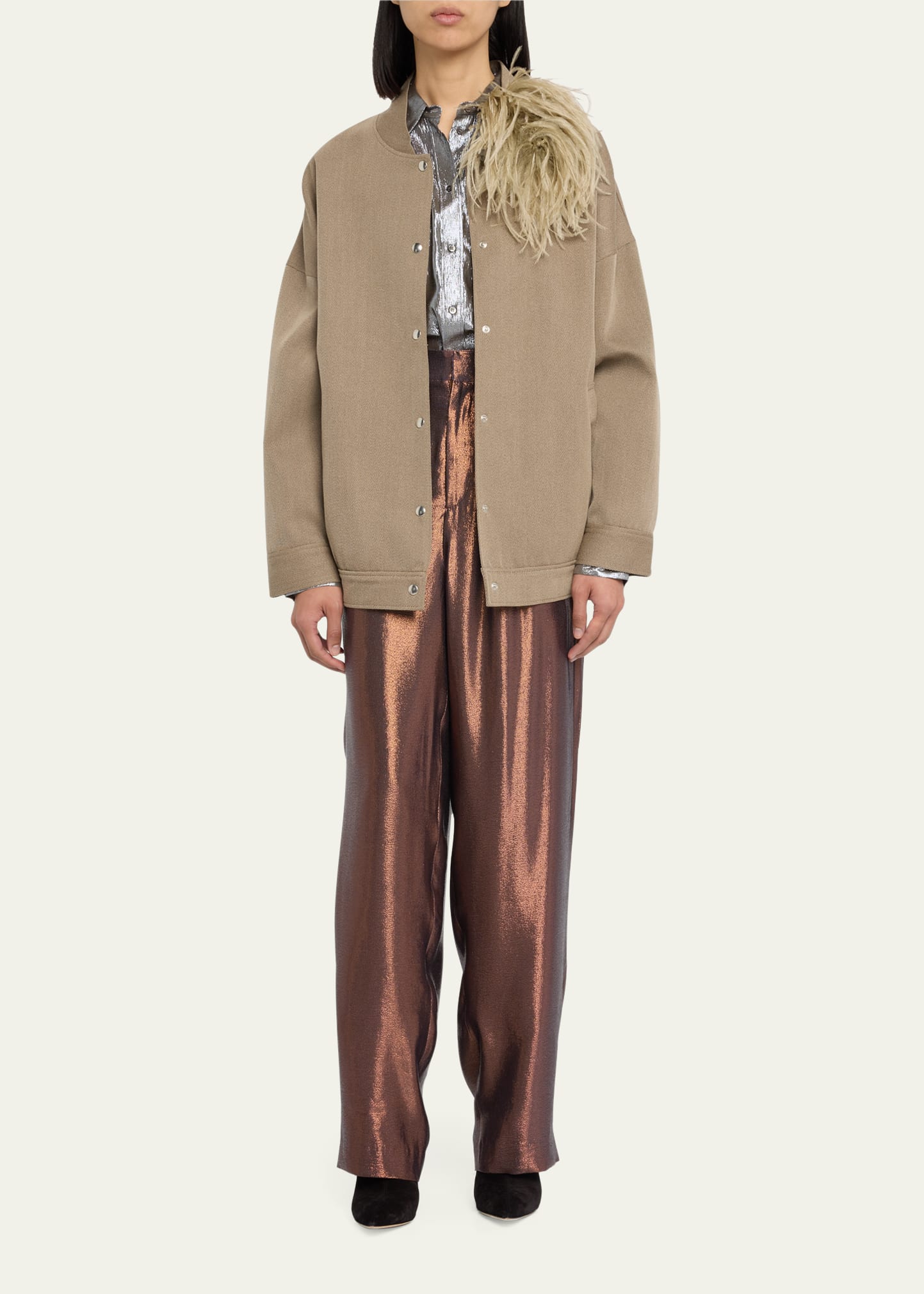 INDRESS Ostrich Feather Brooch - Bergdorf Goodman