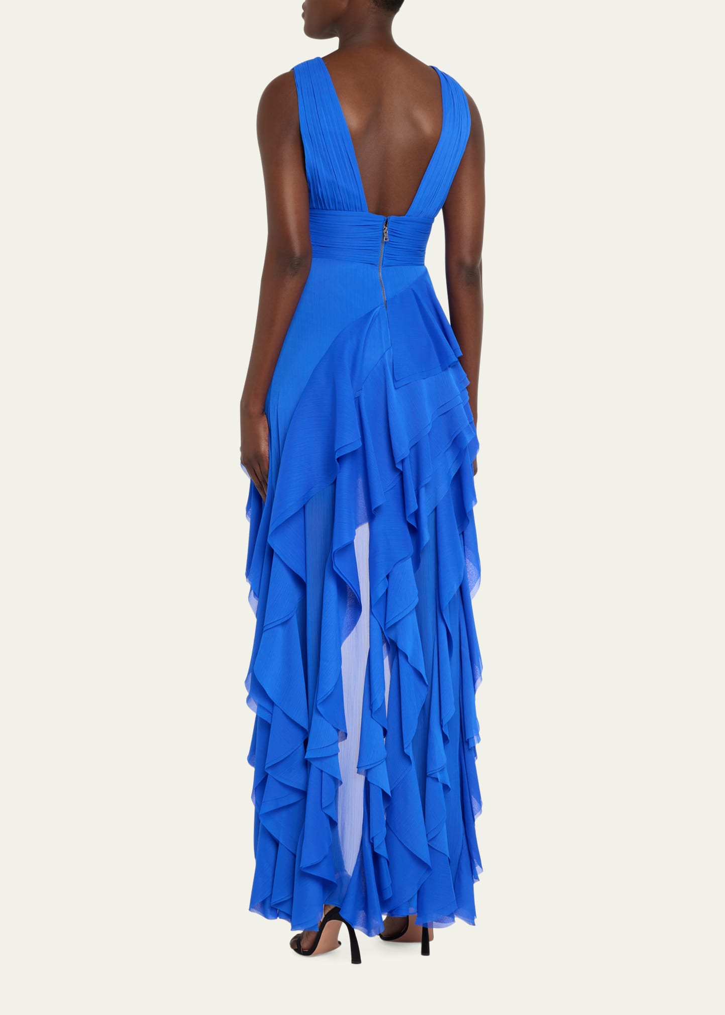 ALICE + OLIVIA Holly Low-Neck Asymmetric Ruffle Maxi Dress - Bergdorf  Goodman