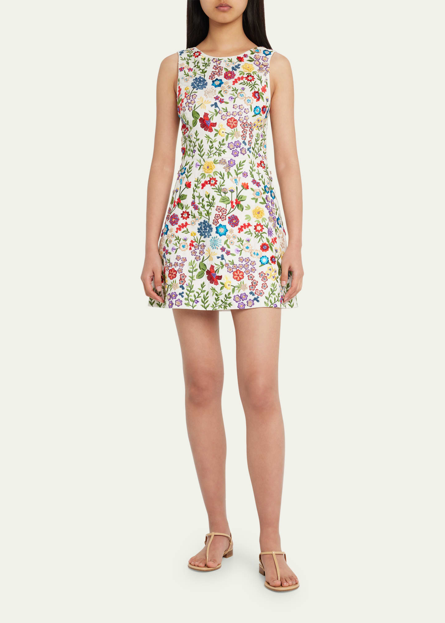 sachin and babi light blue dress ALICE + OLIVIA Kaidra Embroidered Drop-Waist Mini Dress main image 1