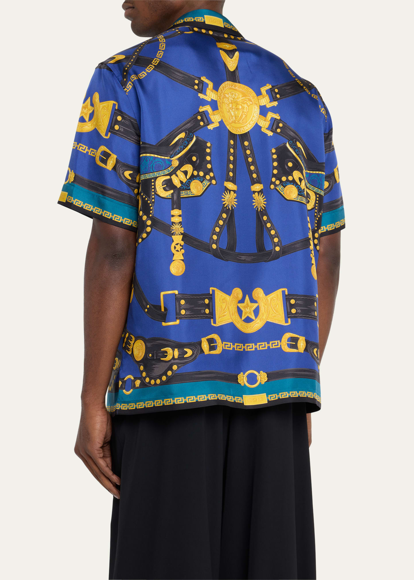 KRIS VAN ASSCHE リブ切替 シャツブルゾン 44 ベルギー Versace Men's Medusa Harness Silk Camp Shirt - Bergdorf Goodman