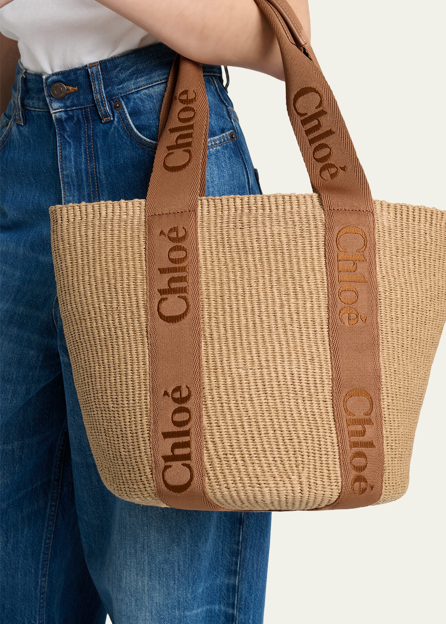 Chloe Woody Large Mifuko Basket Bag with Logo Webbing - Bergdorf