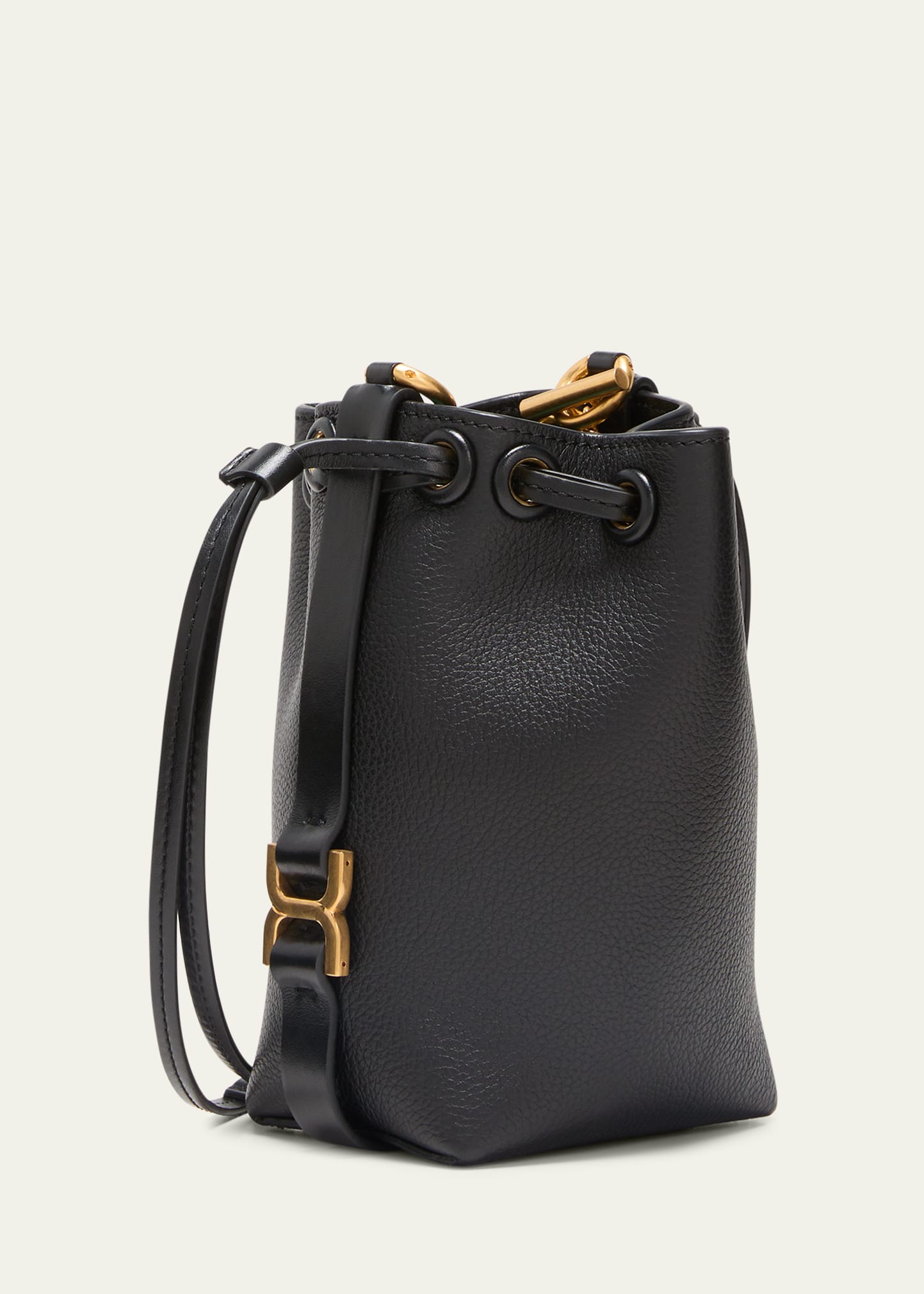 Chloe Marcie Micro Bucket Bag in Leather with Chain Strap