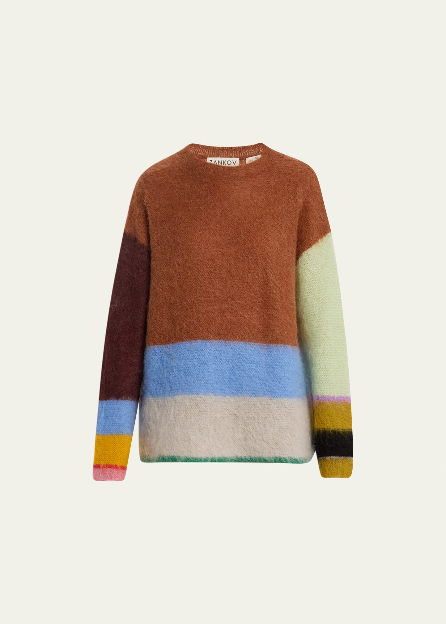 ZANKOV Jonny Colorblock Fuzzy Mohair Sweater - Bergdorf Goodman