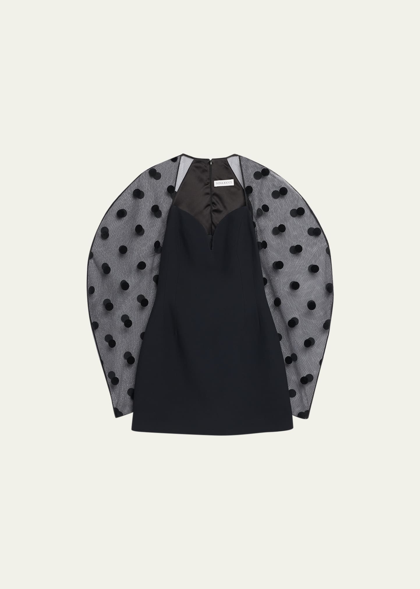 CAPE SLEEVE POLKA DOT BLOUSE - Black / White