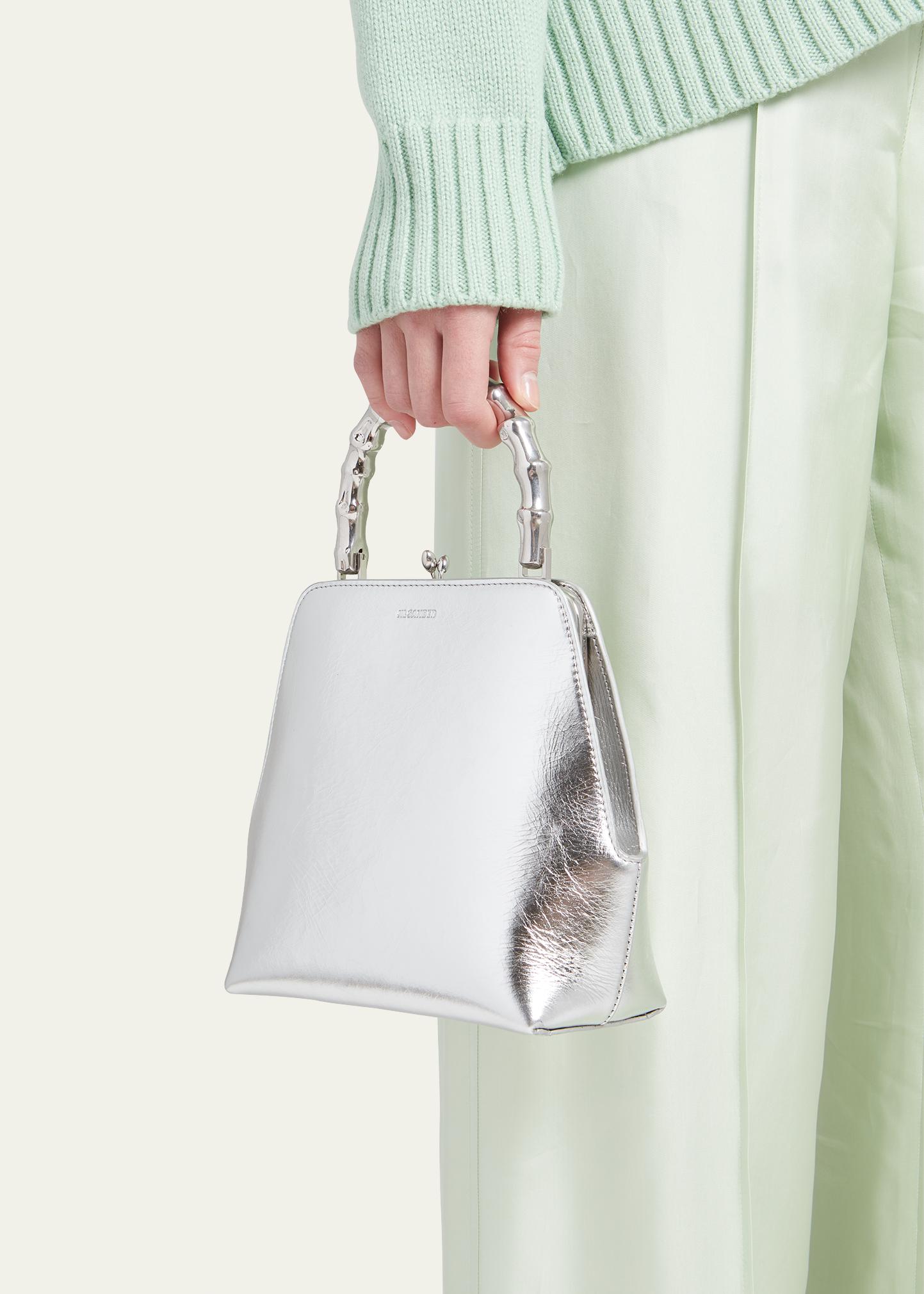 纏め売り シルバー 約406グラム Jil Sander Goji Small Metallic Leather Top-Handle Bag - Bergdorf