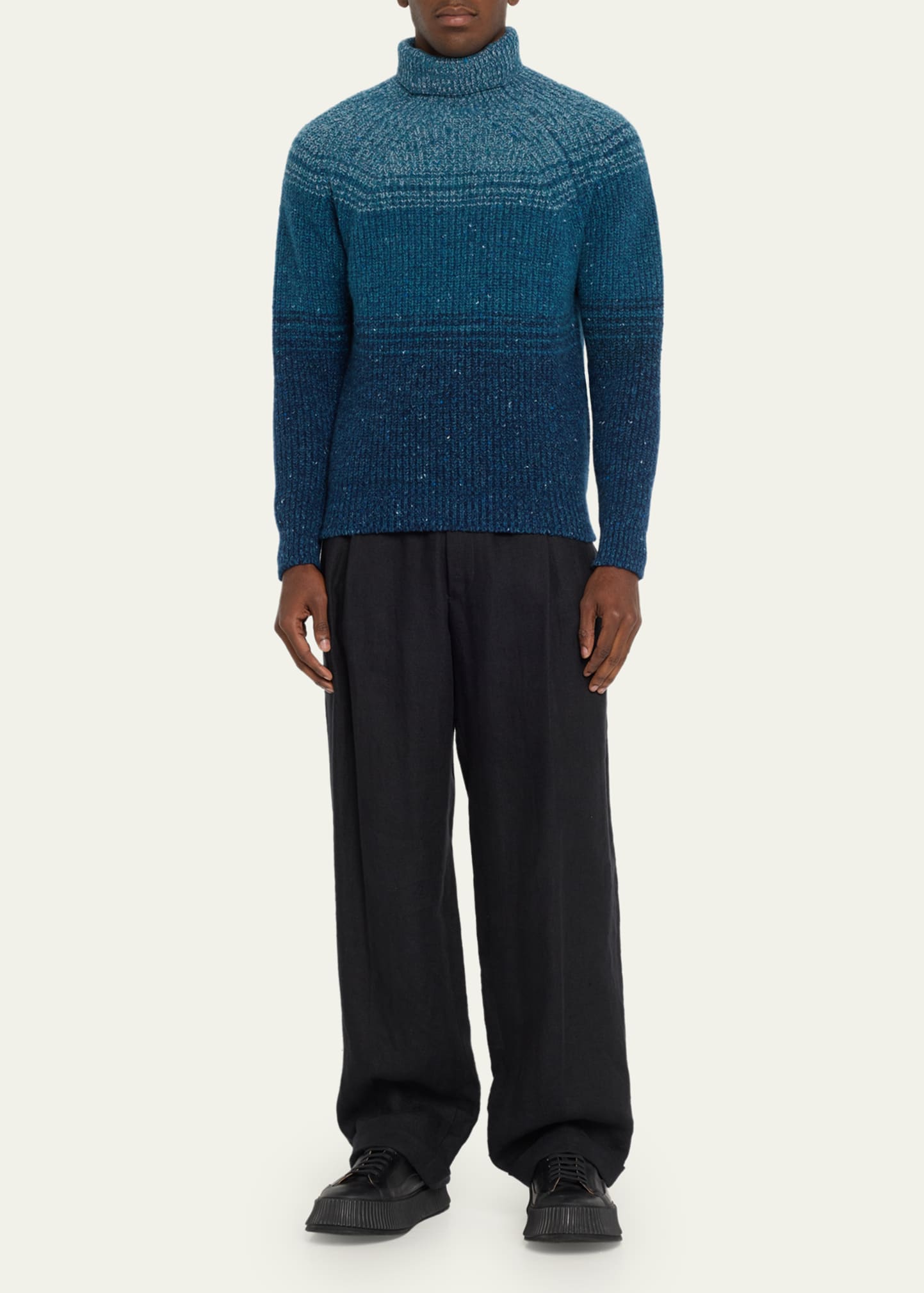 Inis Meain Men's Wool-Cashmere Landscape Boatbuilder Turtleneck