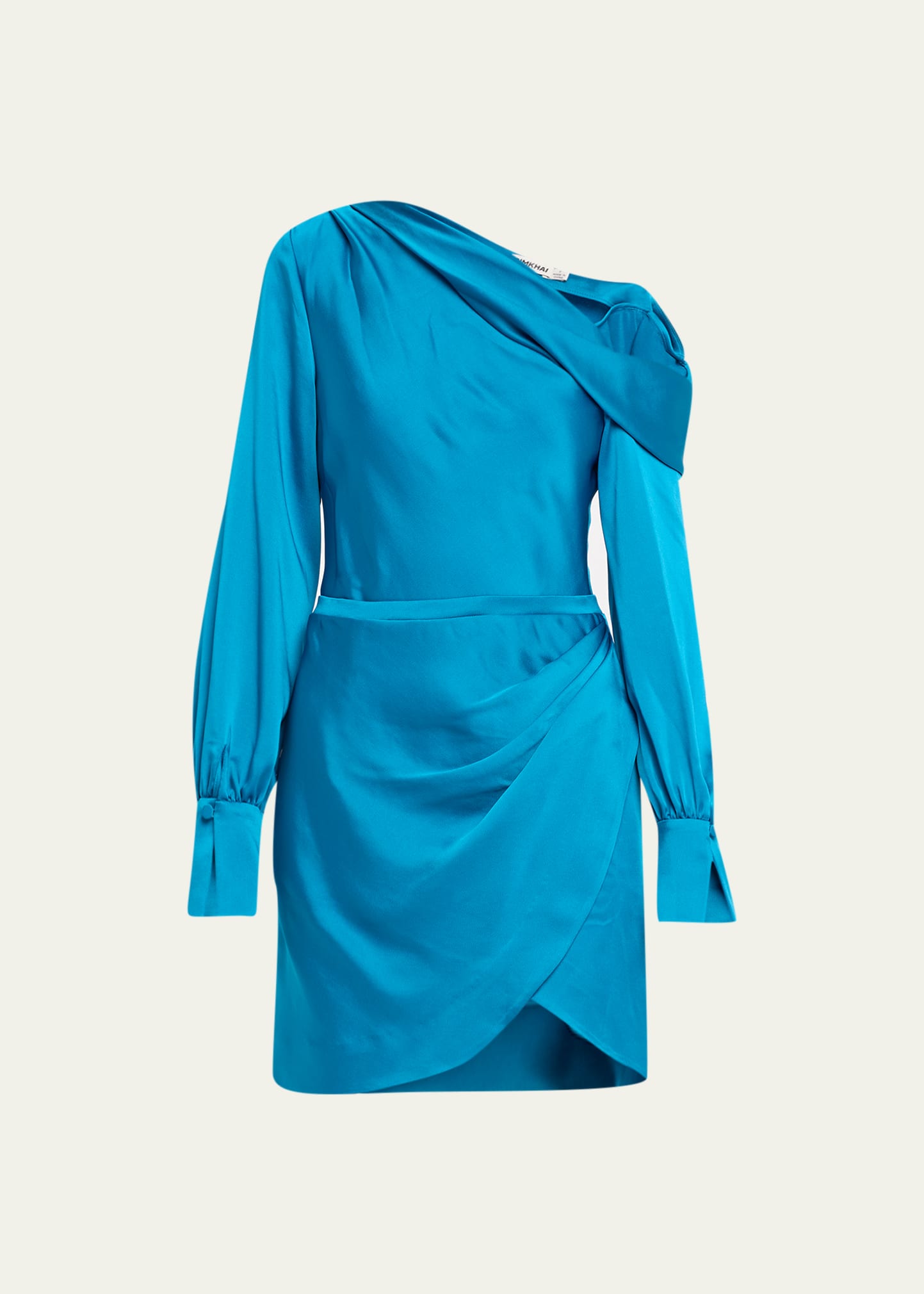 In The Style X Perrie Sian One Sleeve Tie Front Mini Dress in Blue