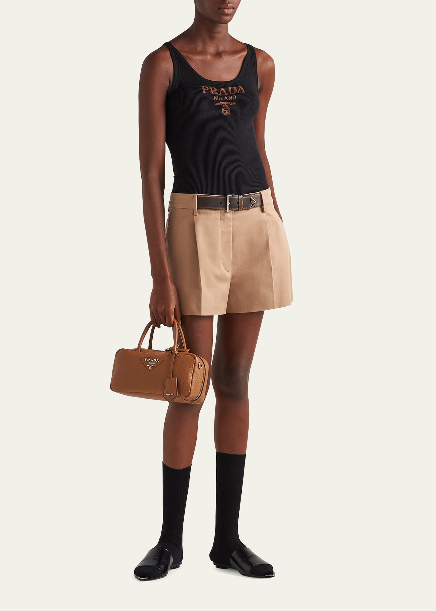 Prada Logo-Print Slim Knit Tank Top - Bergdorf Goodman