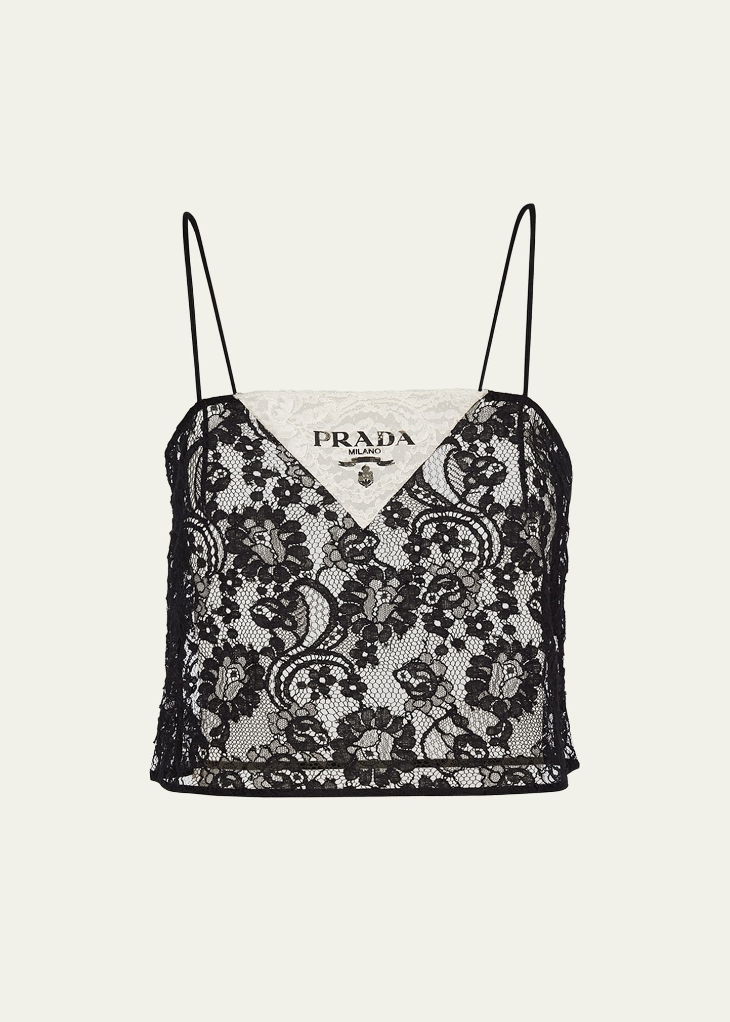 Prada Lace Logo Crop Tank Top - Bergdorf Goodman