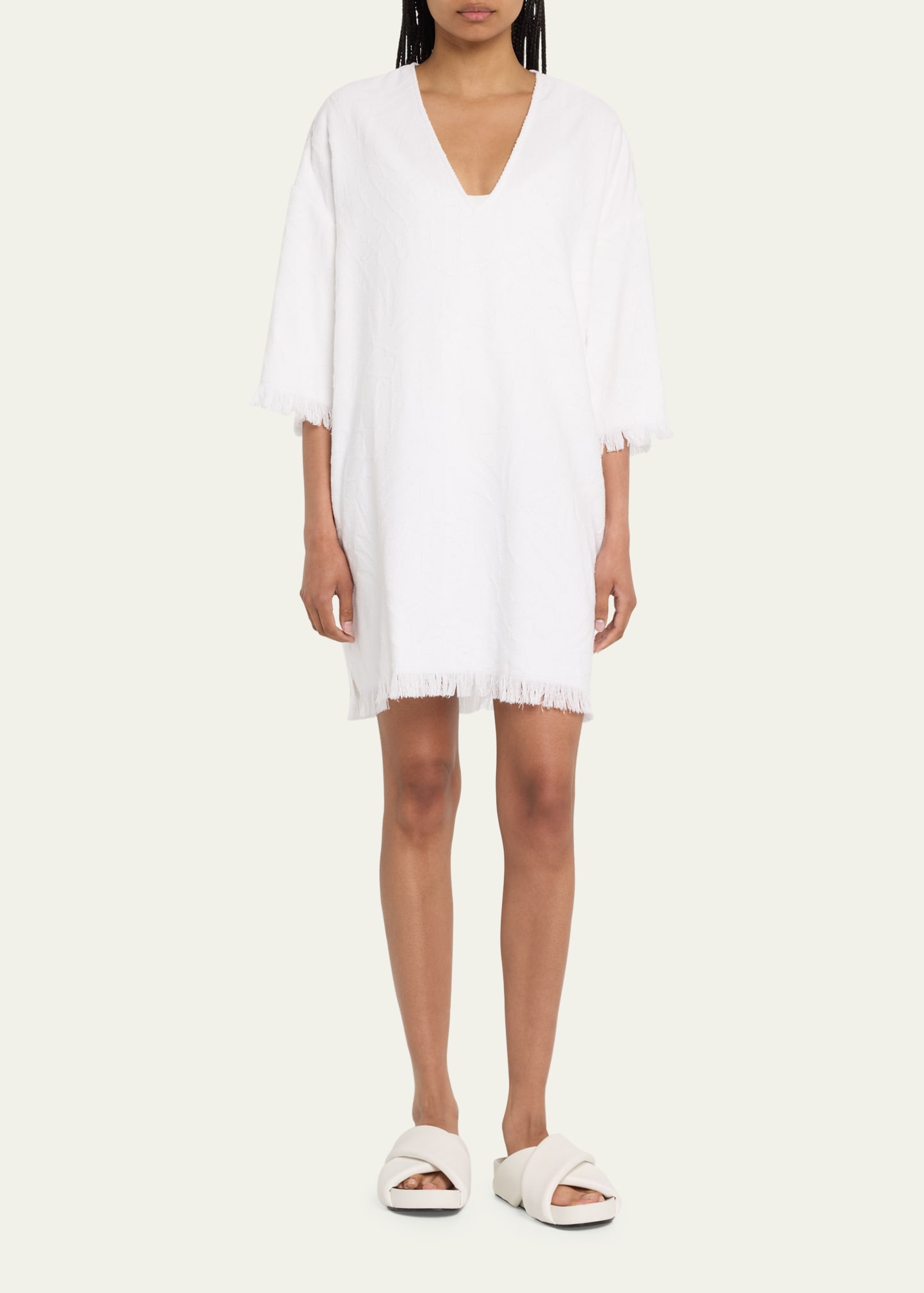 Eres Textured Fringe-Trim Mini Dress - Bergdorf Goodman