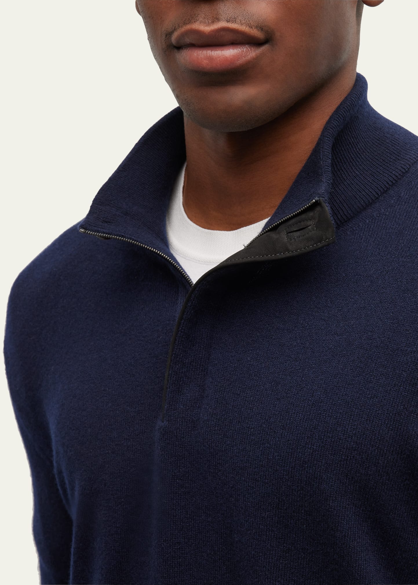 ZEGNA Men's Oasi Cashmere Zip Mock Neck Sweater - Bergdorf Goodman