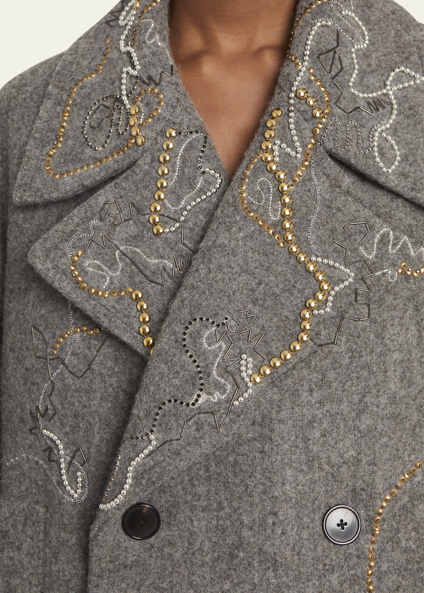 Dries Van Noten Men's Raven Embellished Peacoat - Bergdorf Goodman