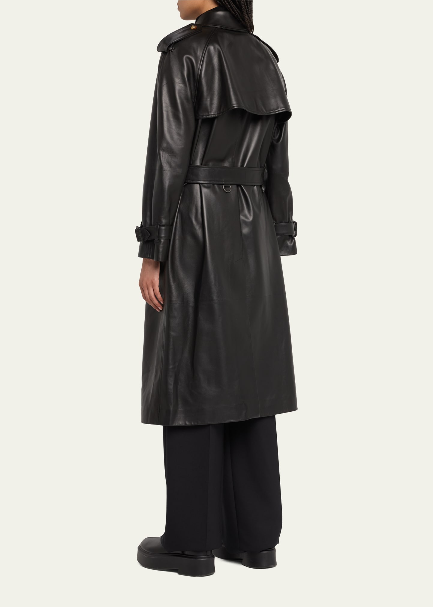 Burberry Harehope Belted Leather Trench Coat - Bergdorf Goodman
