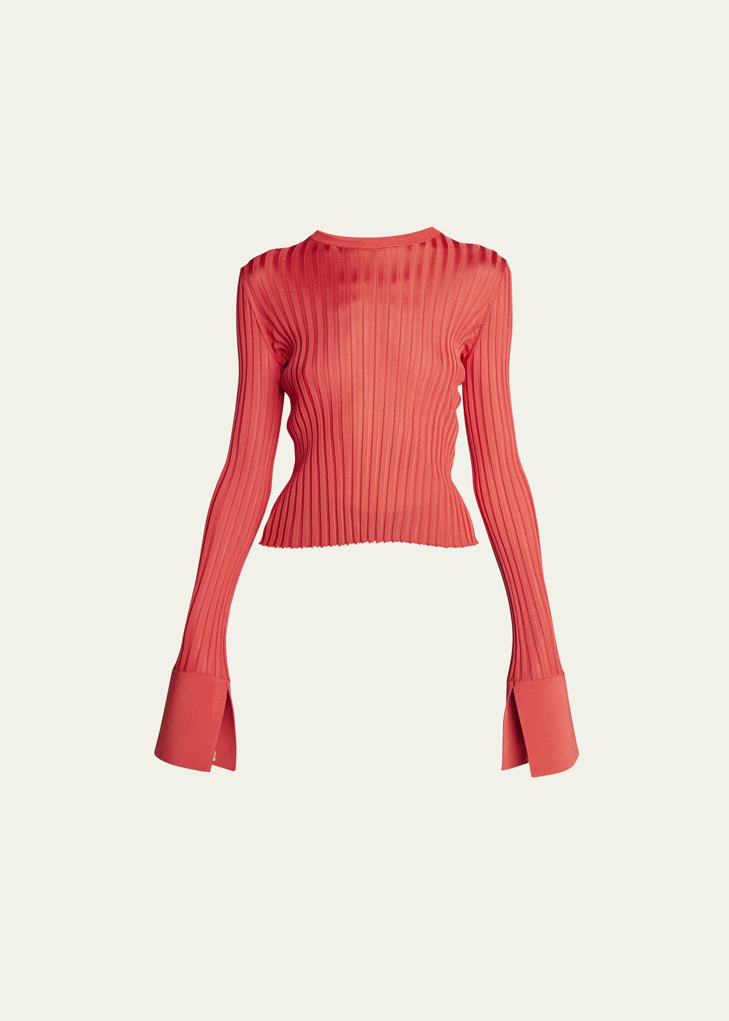Loewe Bell-Sleeve Ribbed Fitted Knit Top