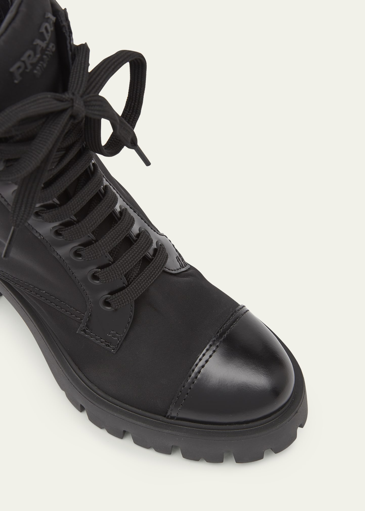 Prada Nylon Lace-Up Combat Boots - Bergdorf Goodman