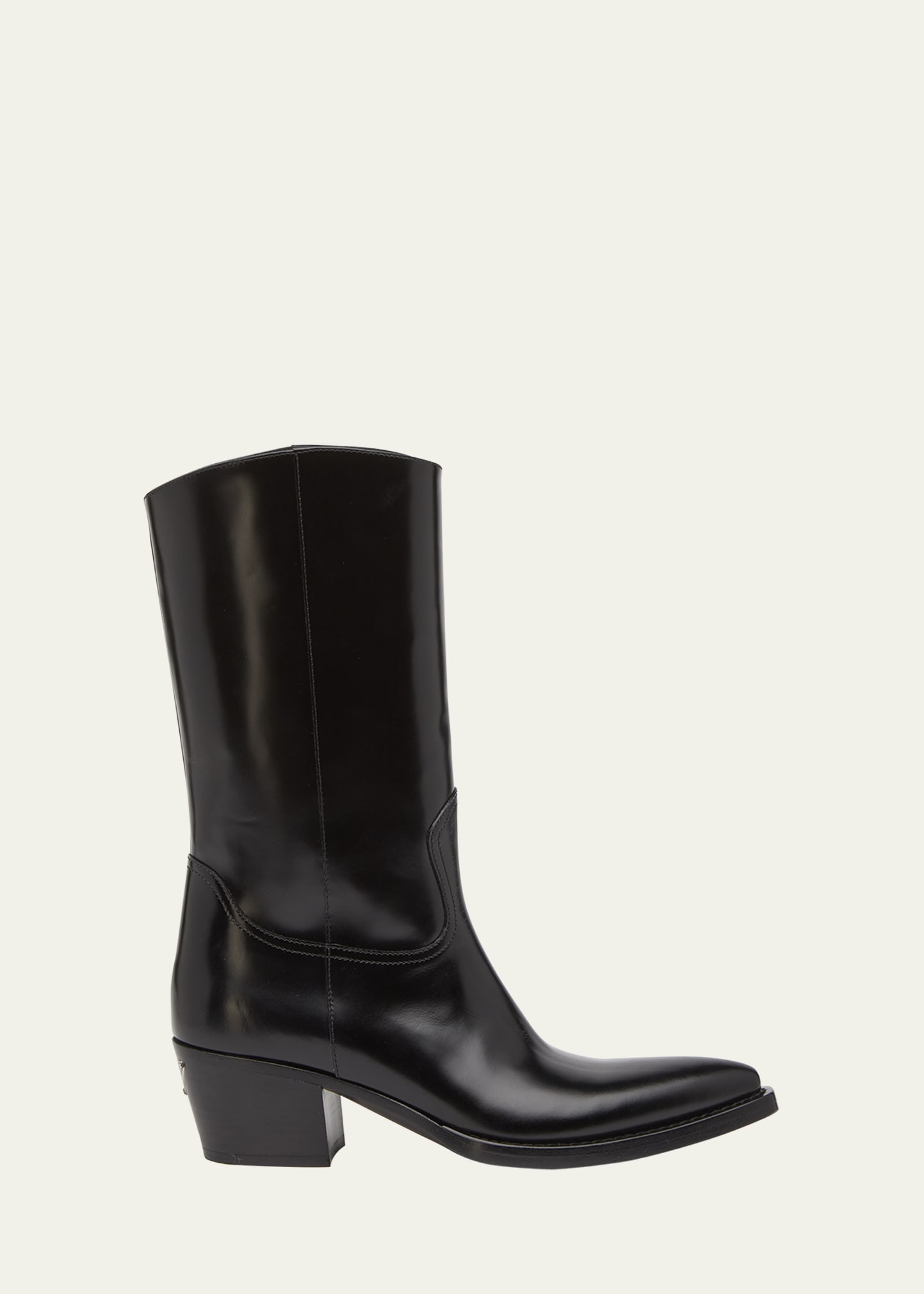 Prada Block-Heel Leather Cowboy Boots