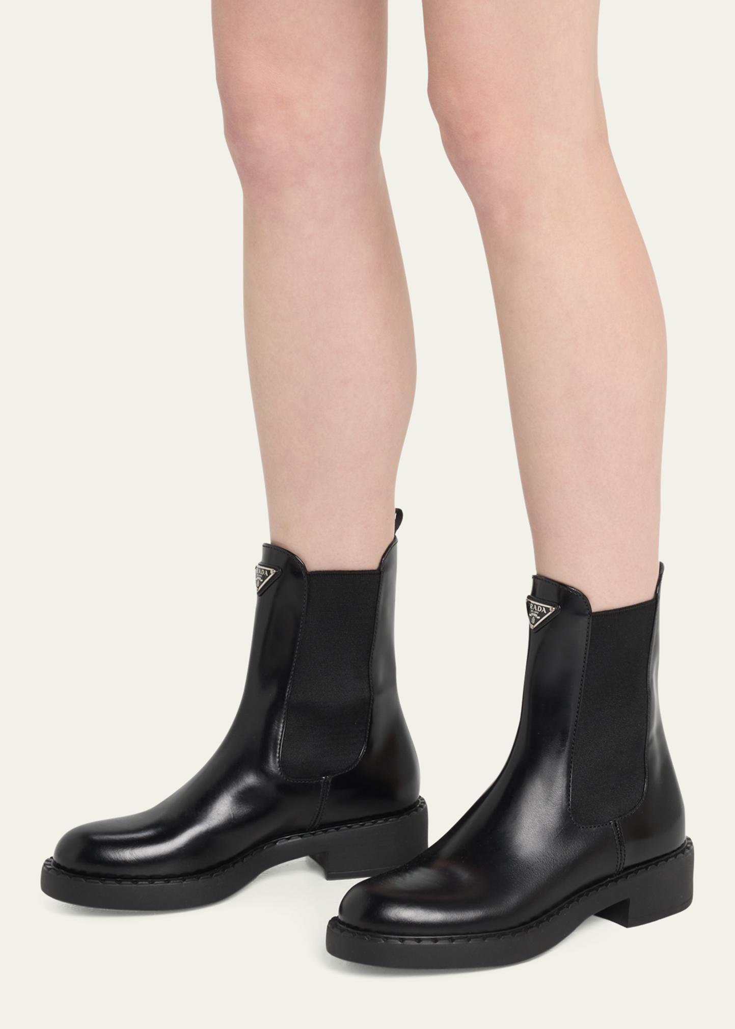 Prada Chelsea Boot, Black Brushed Leather Chelsea Boots | PRADA main image 4