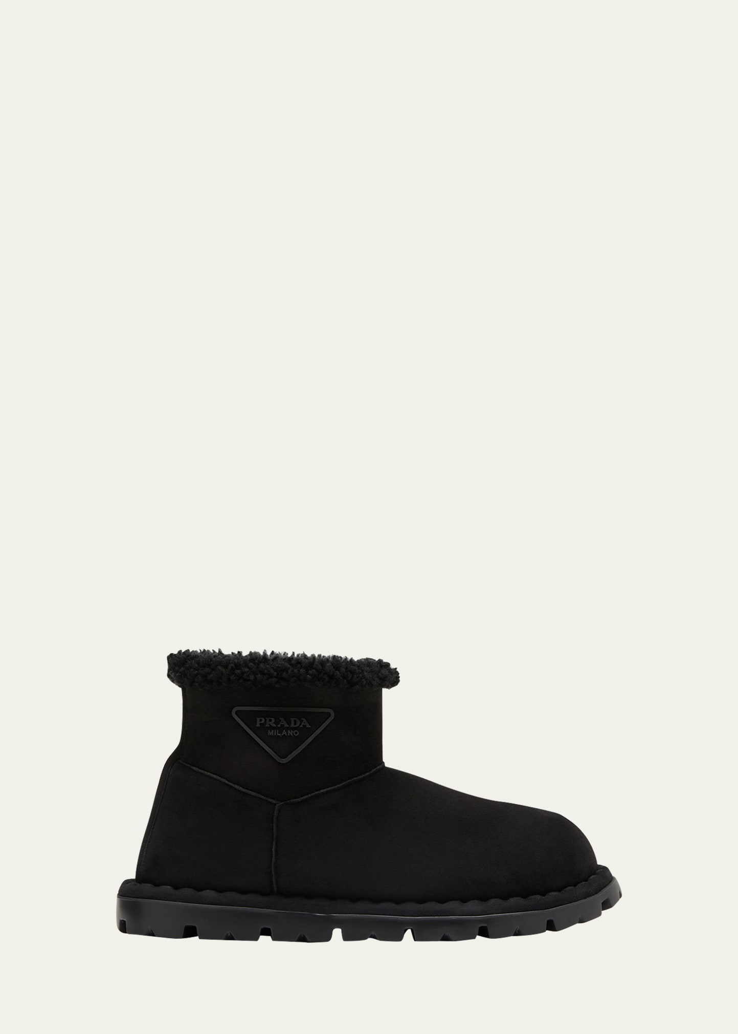 Prada Blow Suede Shearling Cozy Booties - Bergdorf Goodman