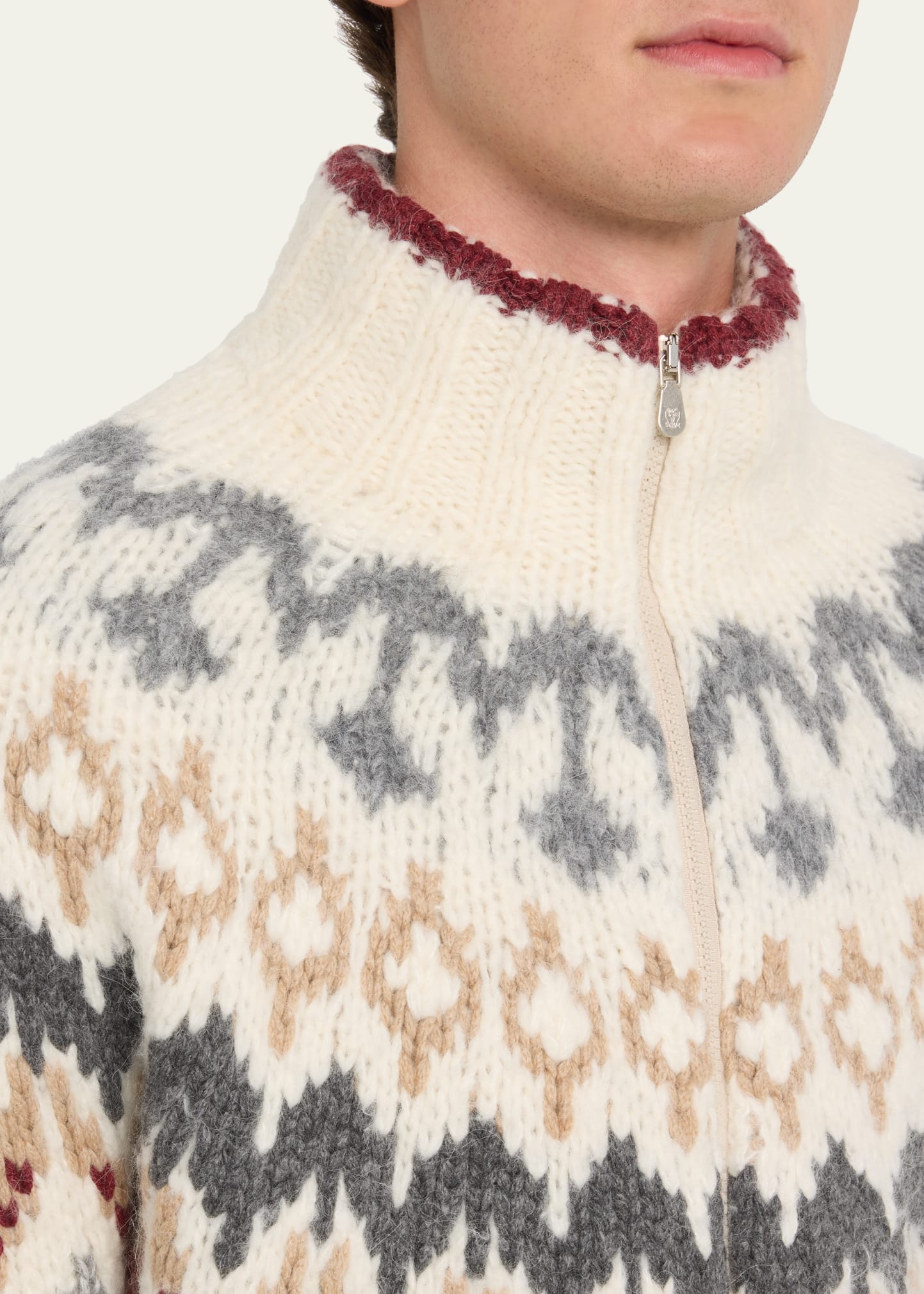 Brunello Cucinelli Men's Opera Cashmere Knit Full-Zip Sweater