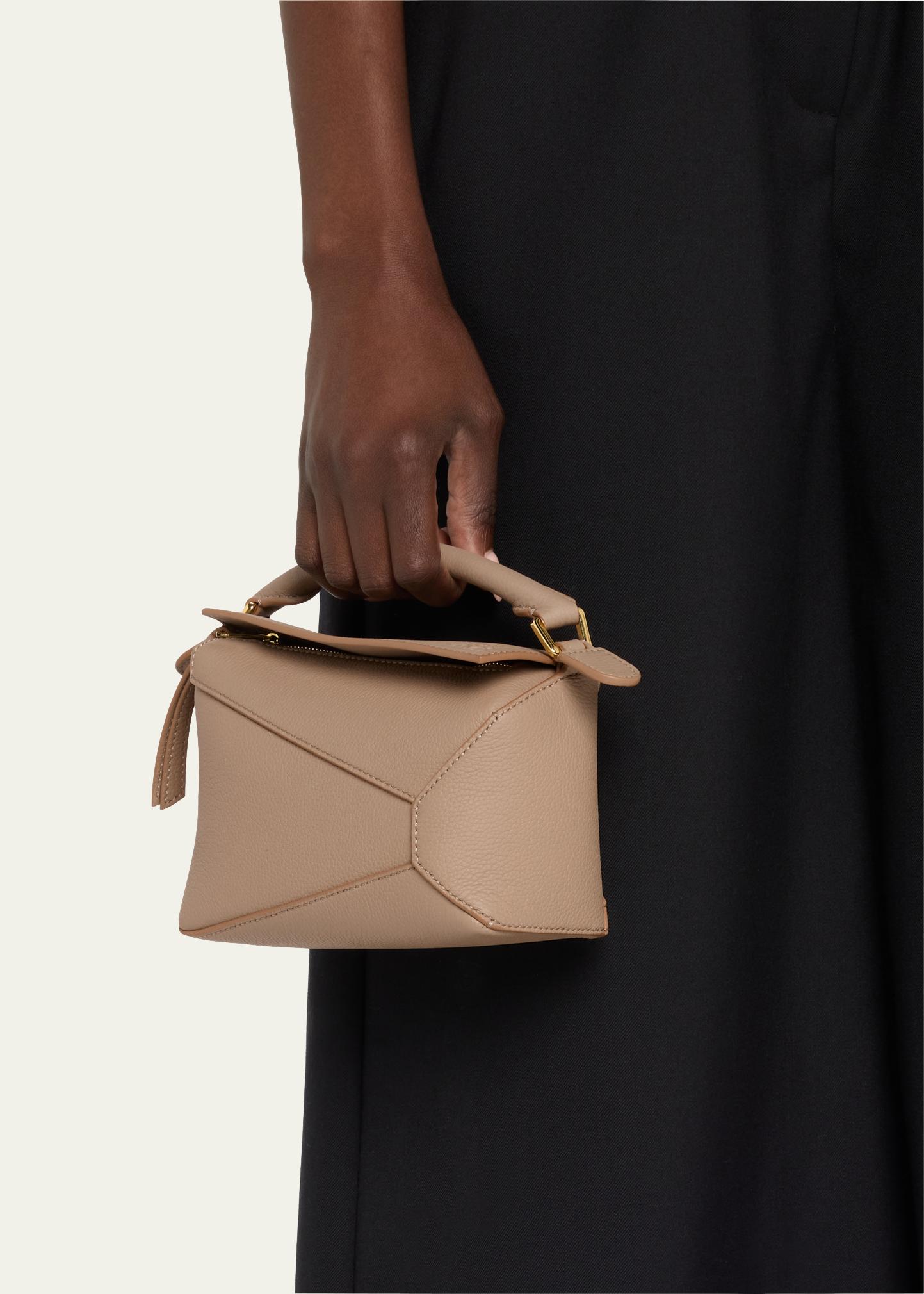 LOEWE Puzzle Edge Small Top-Handle Bag in Grained Leather